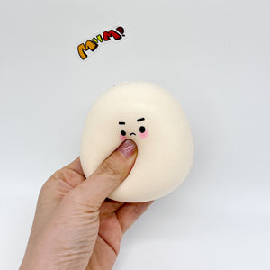 Boiled eggs and raw eggs, gently squish and have fun! - slow rise fidget toy texture close up
