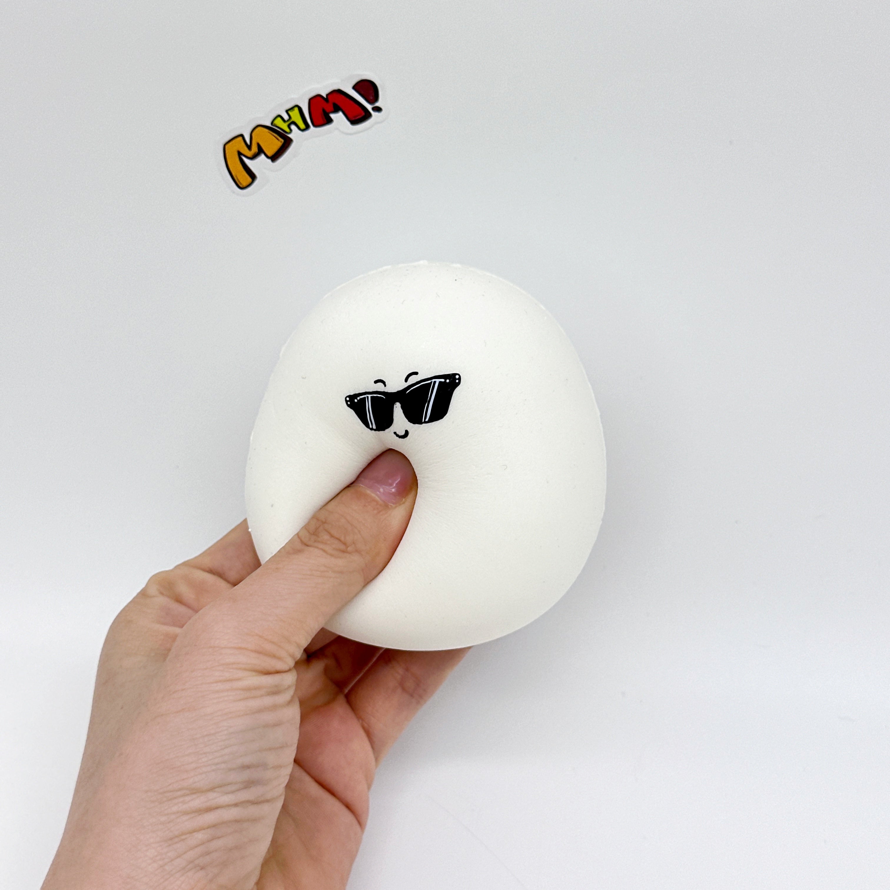 Boiled eggs and raw eggs, gently squish and have fun! - kawaii squishy toy close up