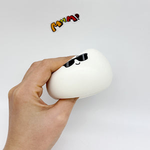 Boiled eggs and raw eggs, gently squish and have fun! - squishy toy size reference with hand