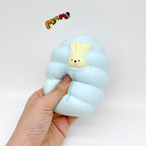 Sleepy Bunny in Sleeping Bag Squishy - slow rise fidget toy texture close up