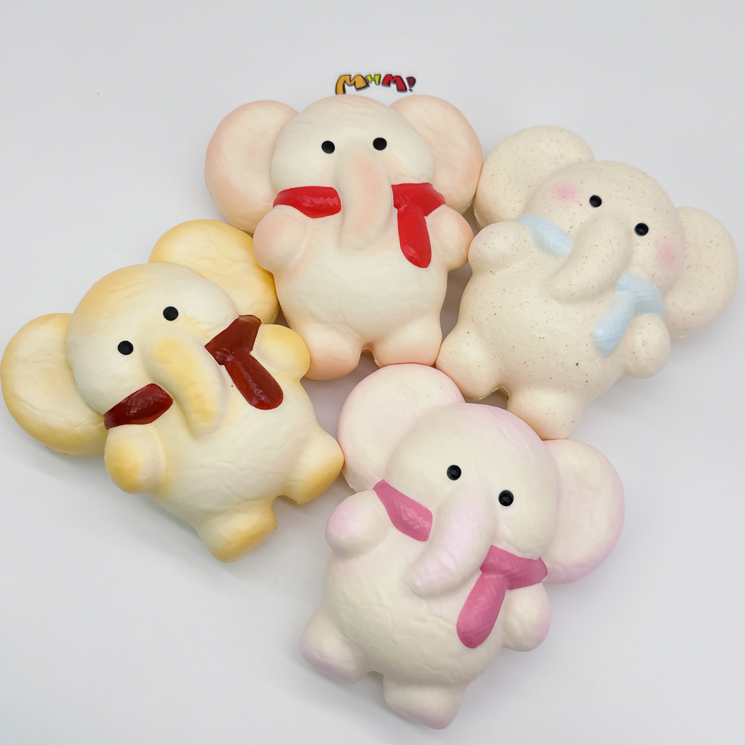 🐘🧣 Scarf Elephant Squishy - 4 Cute Bear Styles with Colorful Scarves Slow Rising Stress Relief Toy