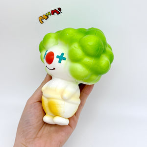 4 Colors Clown Squishy - Orange/Yellow/Green/Blue Cute Circus Slo - squishy toy size reference with hand