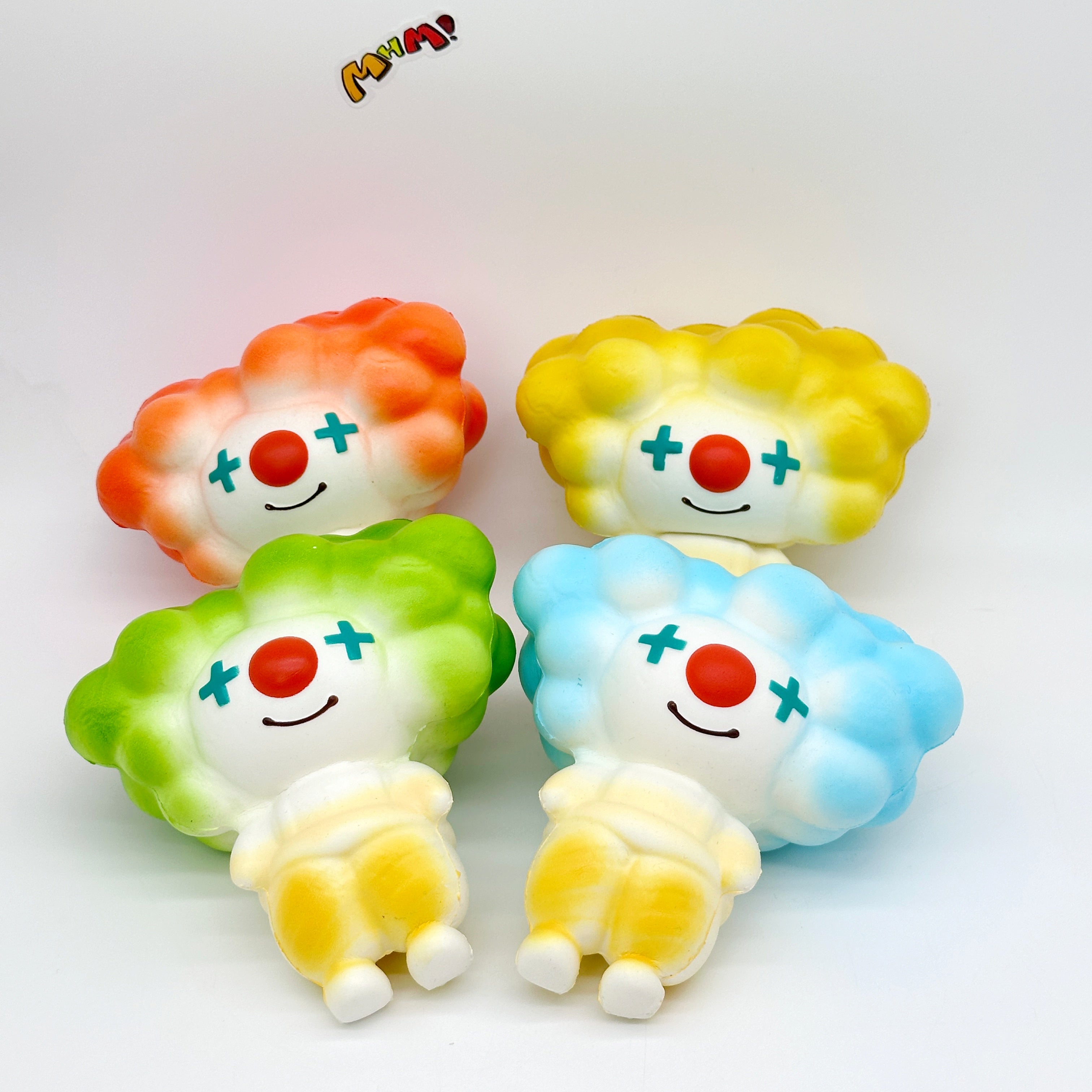 4 Colors Clown Squishy - Orange/Yellow/Green/Blue Cute Circus Slo - slow rising squishy toy product photo