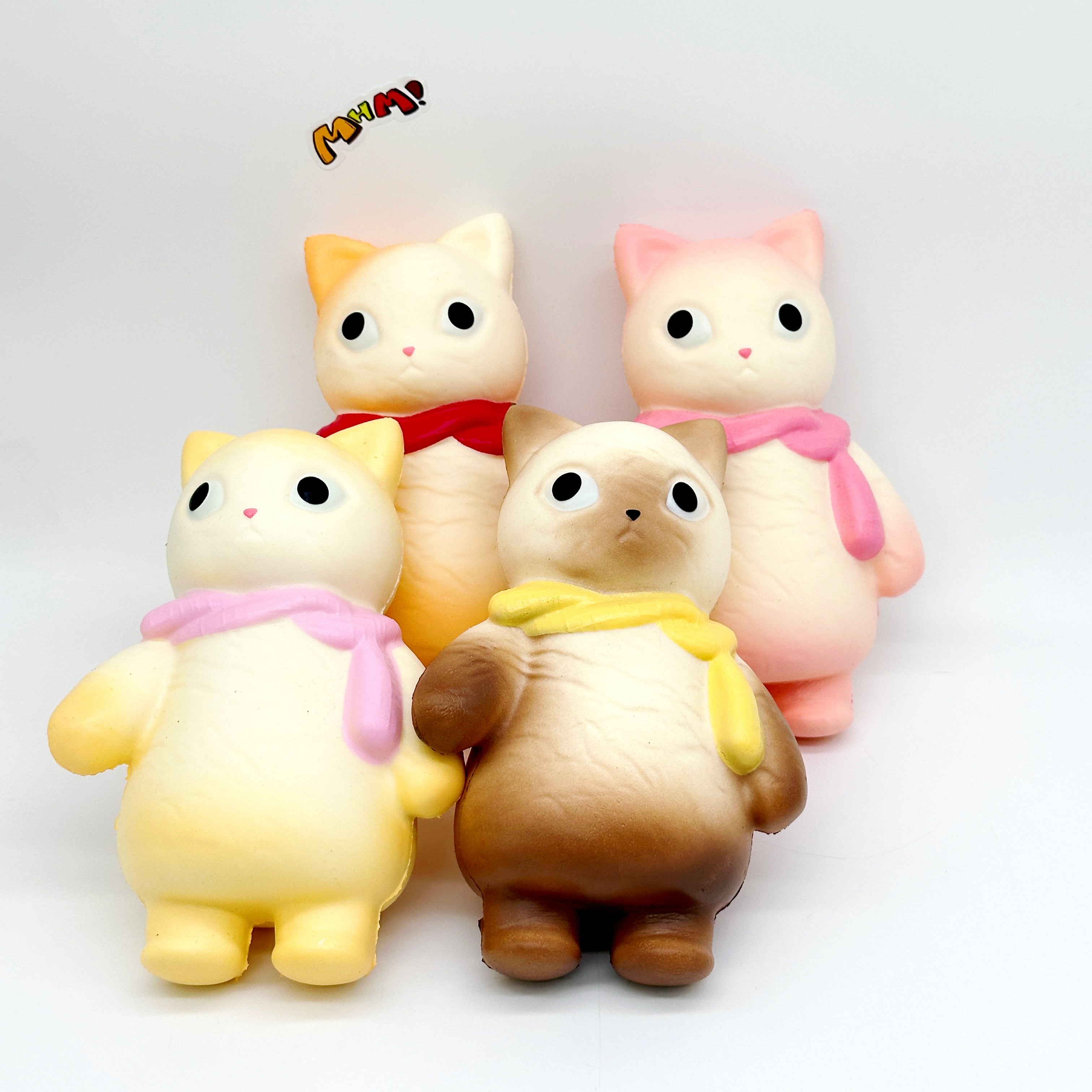 🐱🧣 Scarf Kitty Squishy - 4 Cute Cat Styles with Colorful Scarves Slow Rising Stress Relief Toy