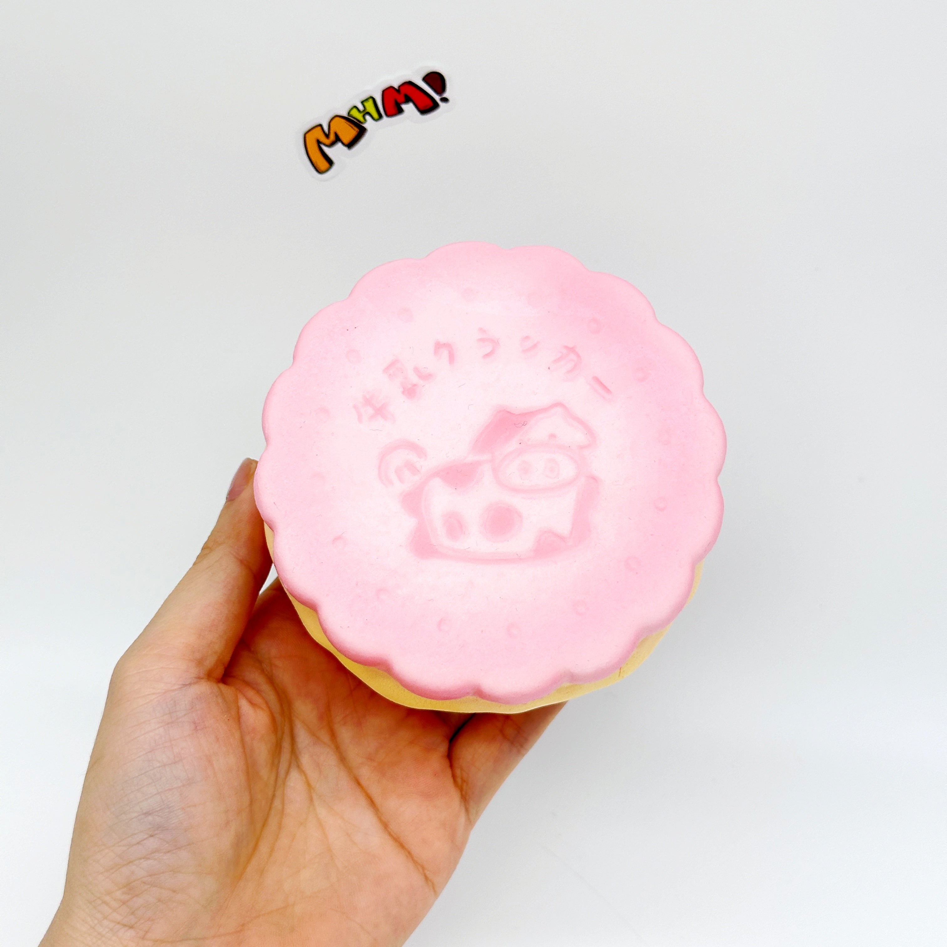 Puff Milk Sandwich Cookie Squishy | Cute Japanese Snack Slow Risi - slow rising squeeze toy side angle view