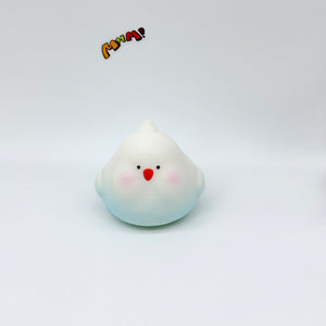 Cockatiel Squishy - Blue & Yellow Cute Parrot Slow Rising Stress  - slow rising squeeze toy side angle view