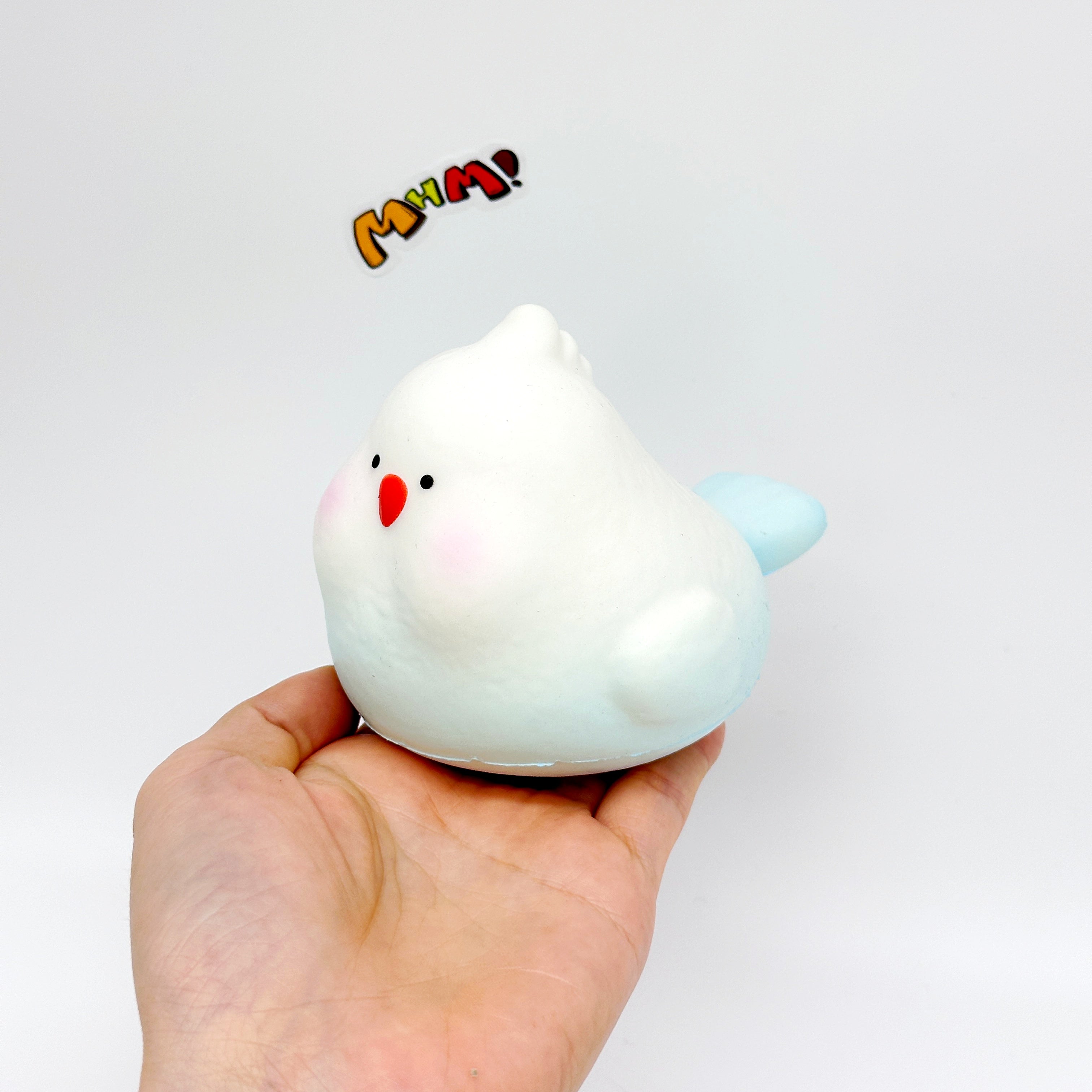 Cockatiel Squishy - Blue & Yellow Cute Parrot Slow Rising Stress  - slow rise fidget toy texture close up