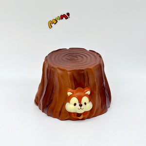Squirrel Tree Stump Squishy | Cute Animal Themed Slow Rising Stre - slow rising squishy toy product photo