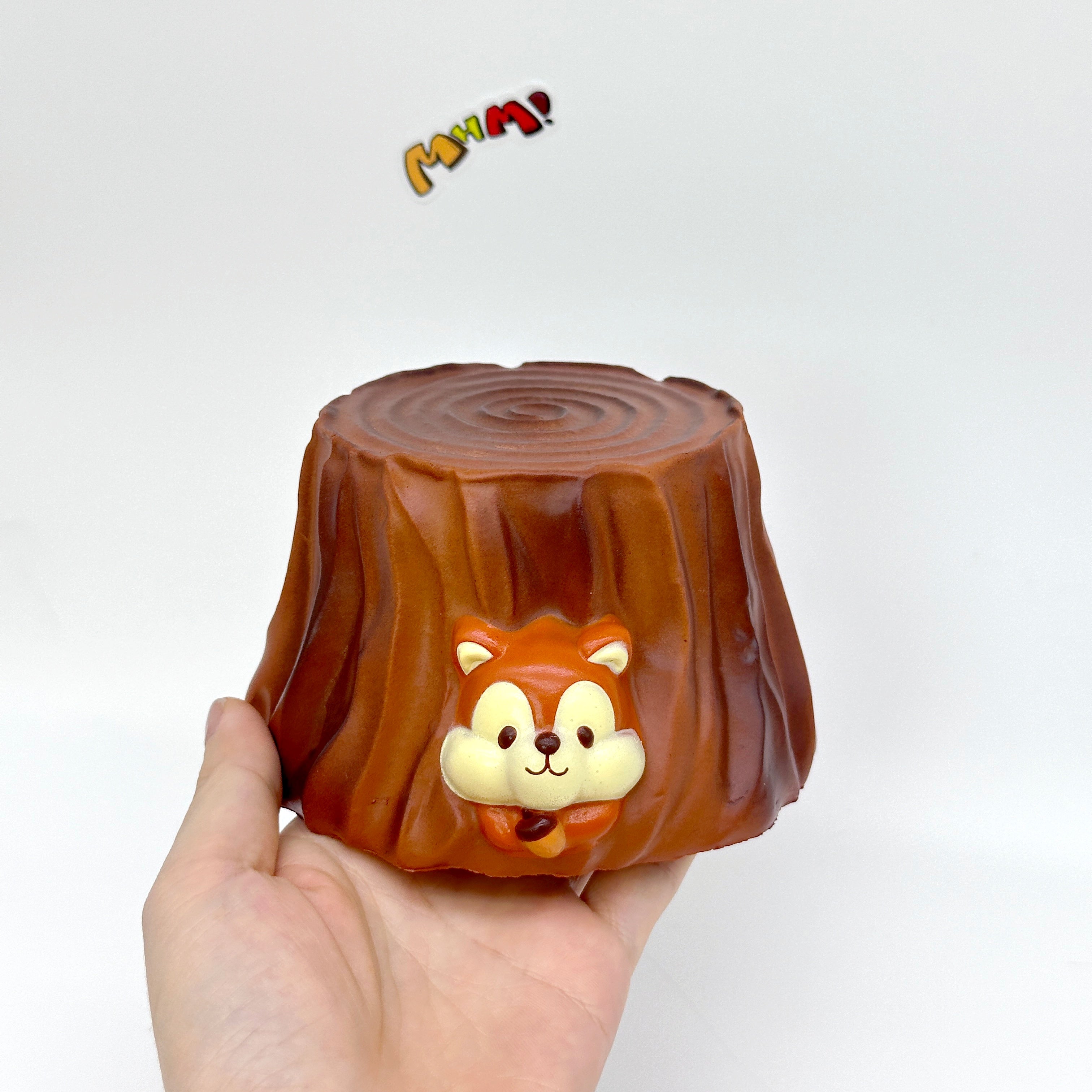 Squirrel Tree Stump Squishy | Cute Animal Themed Slow Rising Stre - squishy stress relief toy detail shot