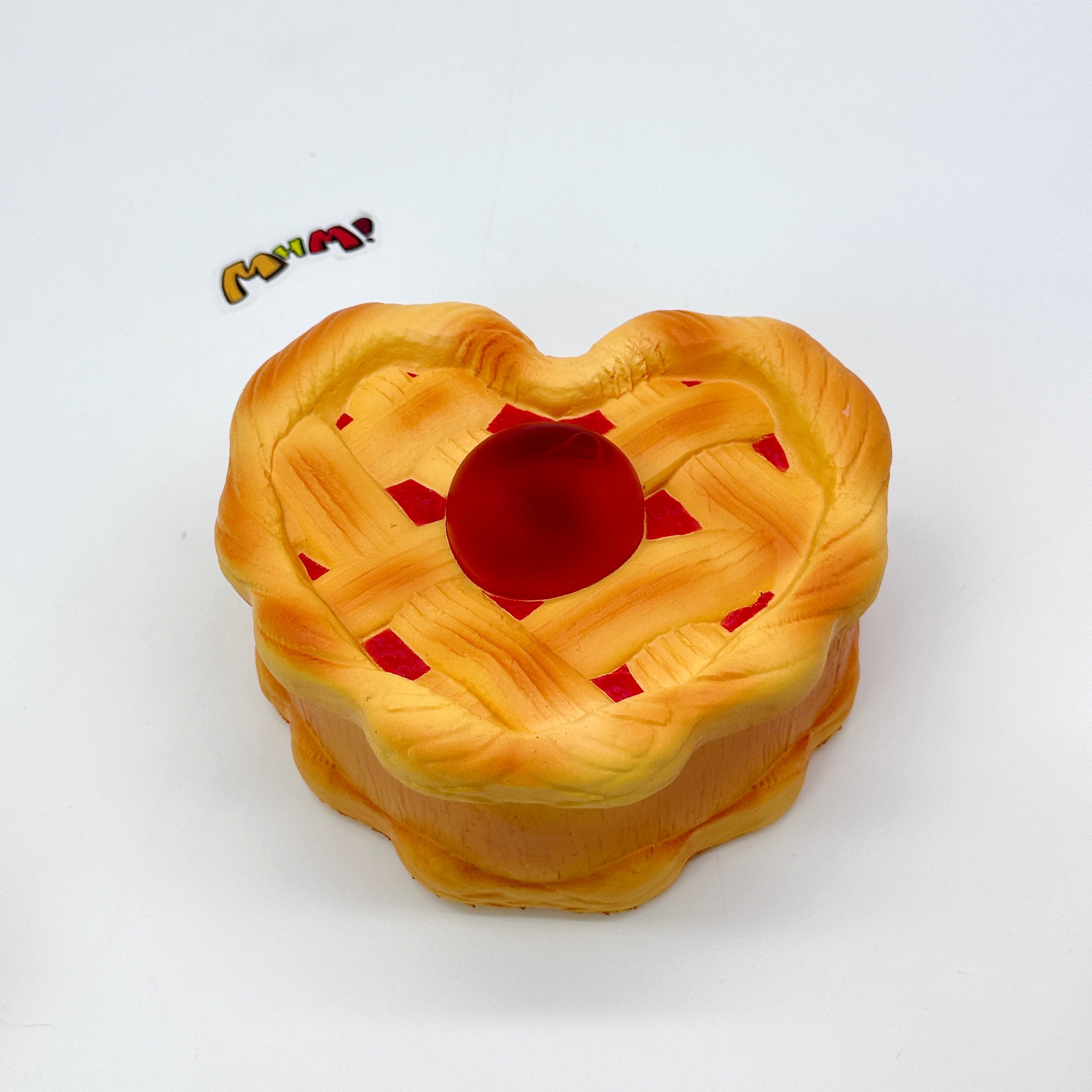 Heart-Shaped Cherry Pie Squishy | Slow Rising Food Stress Relief  - slow rising squishy toy product photo