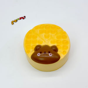 Bunny & Bear Waffle Squishy | Cute Animal Waffle Slow Rising Stre - soft slow rise fidget toy front view