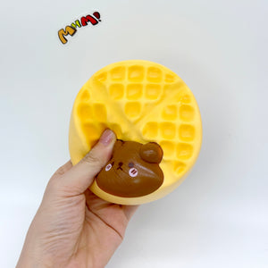 Bunny & Bear Waffle Squishy | Cute Animal Waffle Slow Rising Stre - slow rising squeeze toy side angle view