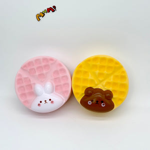 Bunny & Bear Waffle Squishy | Cute Animal Waffle Slow Rising Stre - slow rising squishy toy product photo