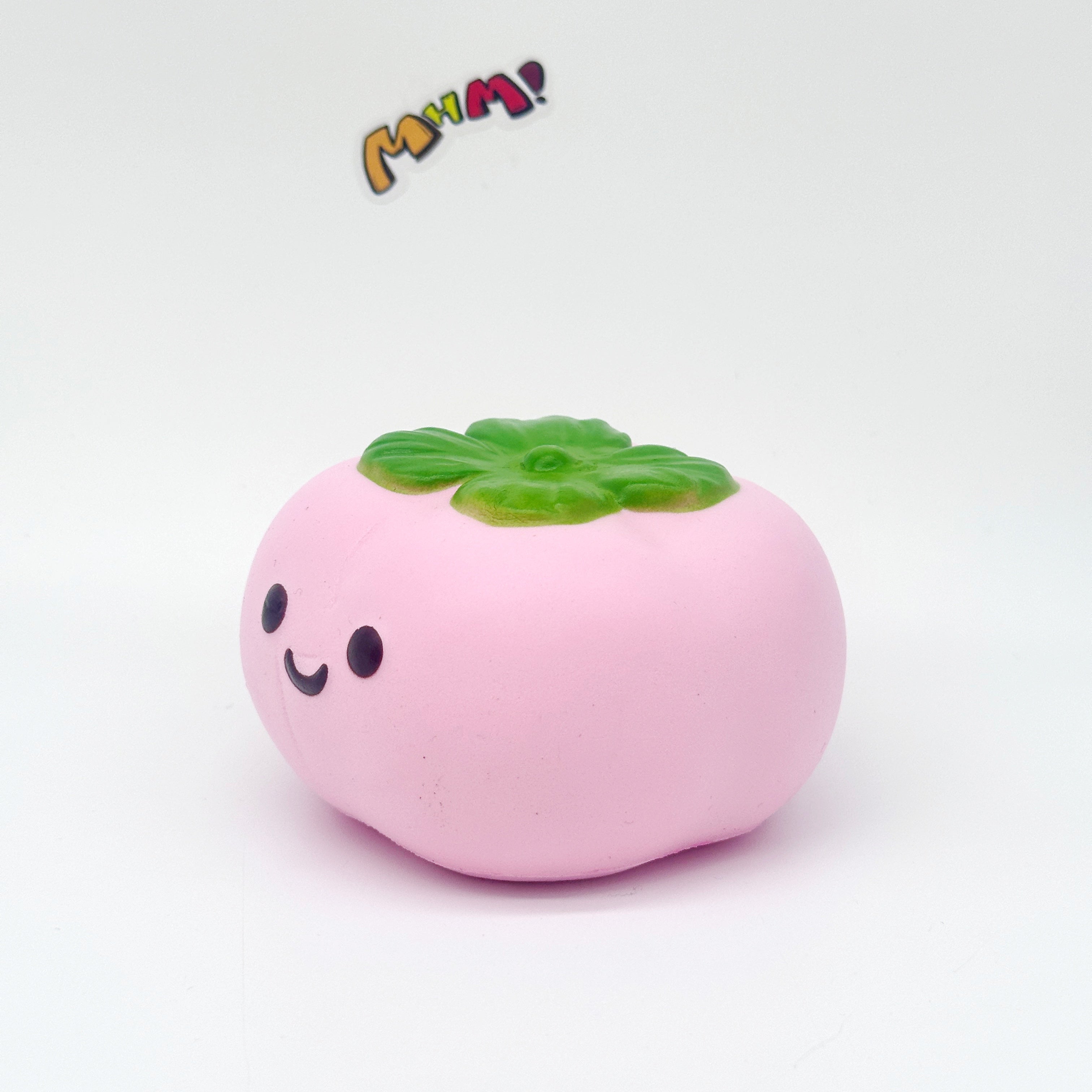 Lucky Persimmon Squishy - White & Pink Cute Persimmon Slow Rising - slow rise fidget toy texture close up