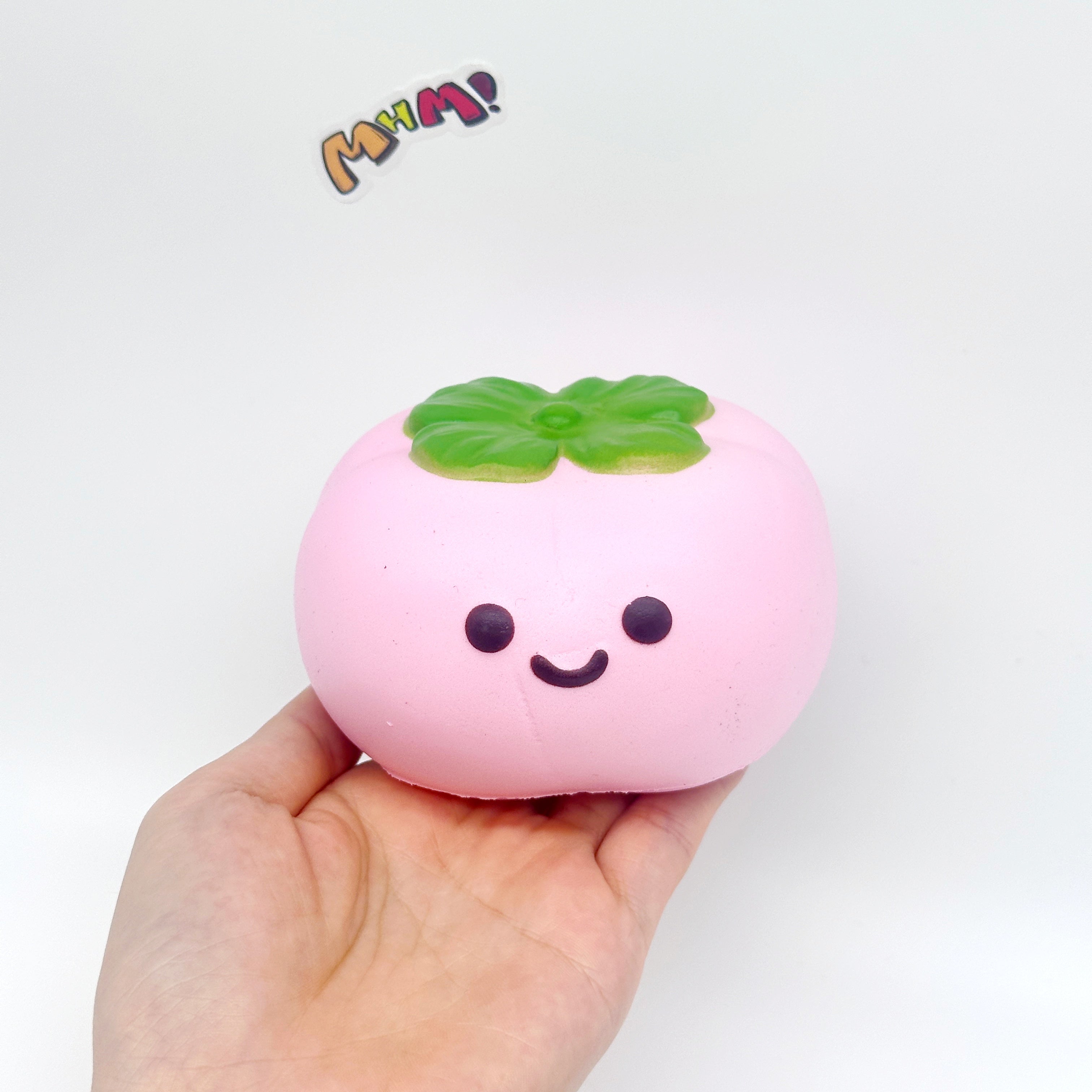 Lucky Persimmon Squishy - White & Pink Cute Persimmon Slow Rising - cute squishy toy packaging display
