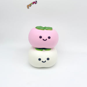 Lucky Persimmon Squishy - White & Pink Cute Persimmon Slow Rising - squishy stress relief toy detail shot