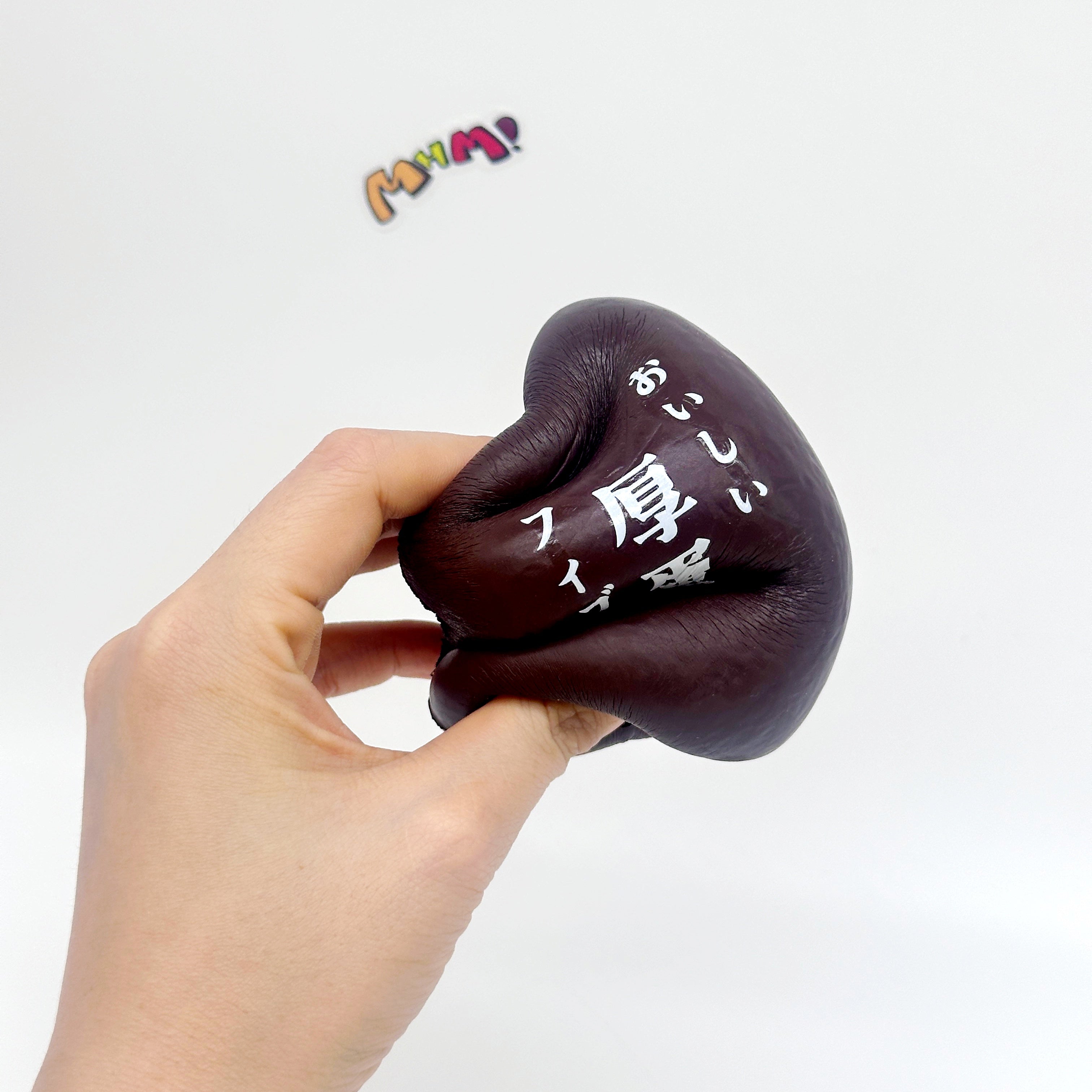 Tamagoyaki Squishy - Yellow & Chocolate Japanese Thick Egg Omelet - kawaii stress relief squishy angle