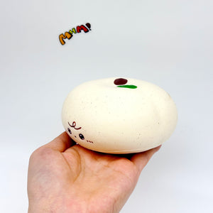 Apple Bread Squishy - Chocolate Brown & Milky White Slow Rising S - squishy toy size reference with hand