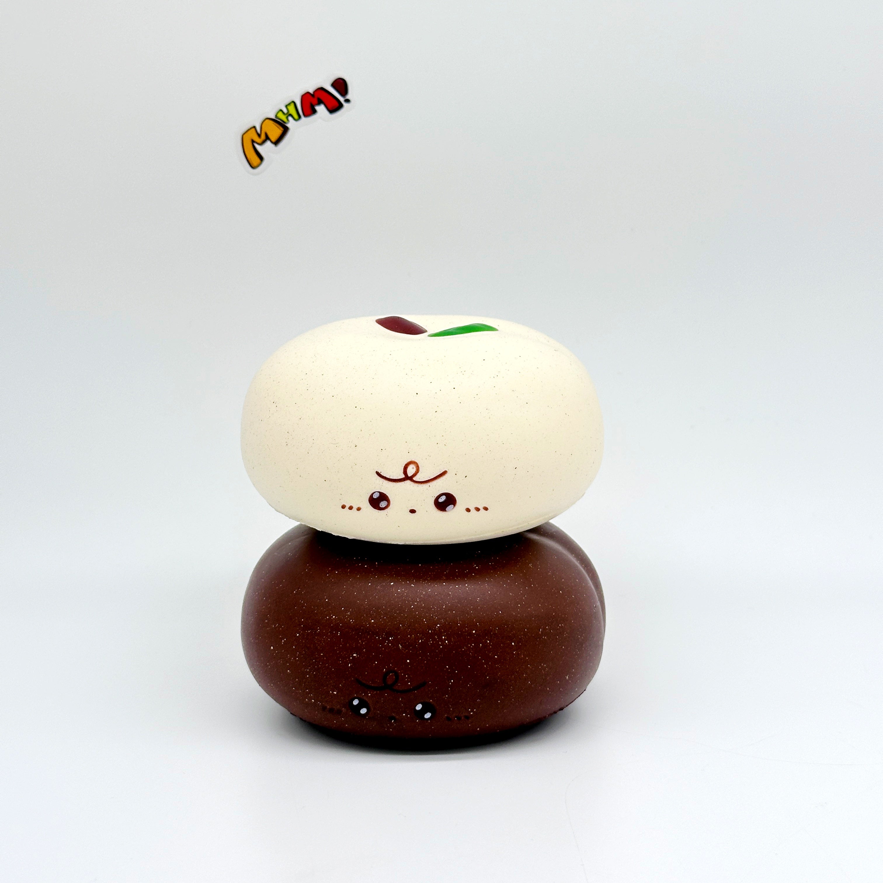 Apple Bread Squishy - Chocolate Brown & Milky White Slow Rising S - soft slow rise fidget toy front view