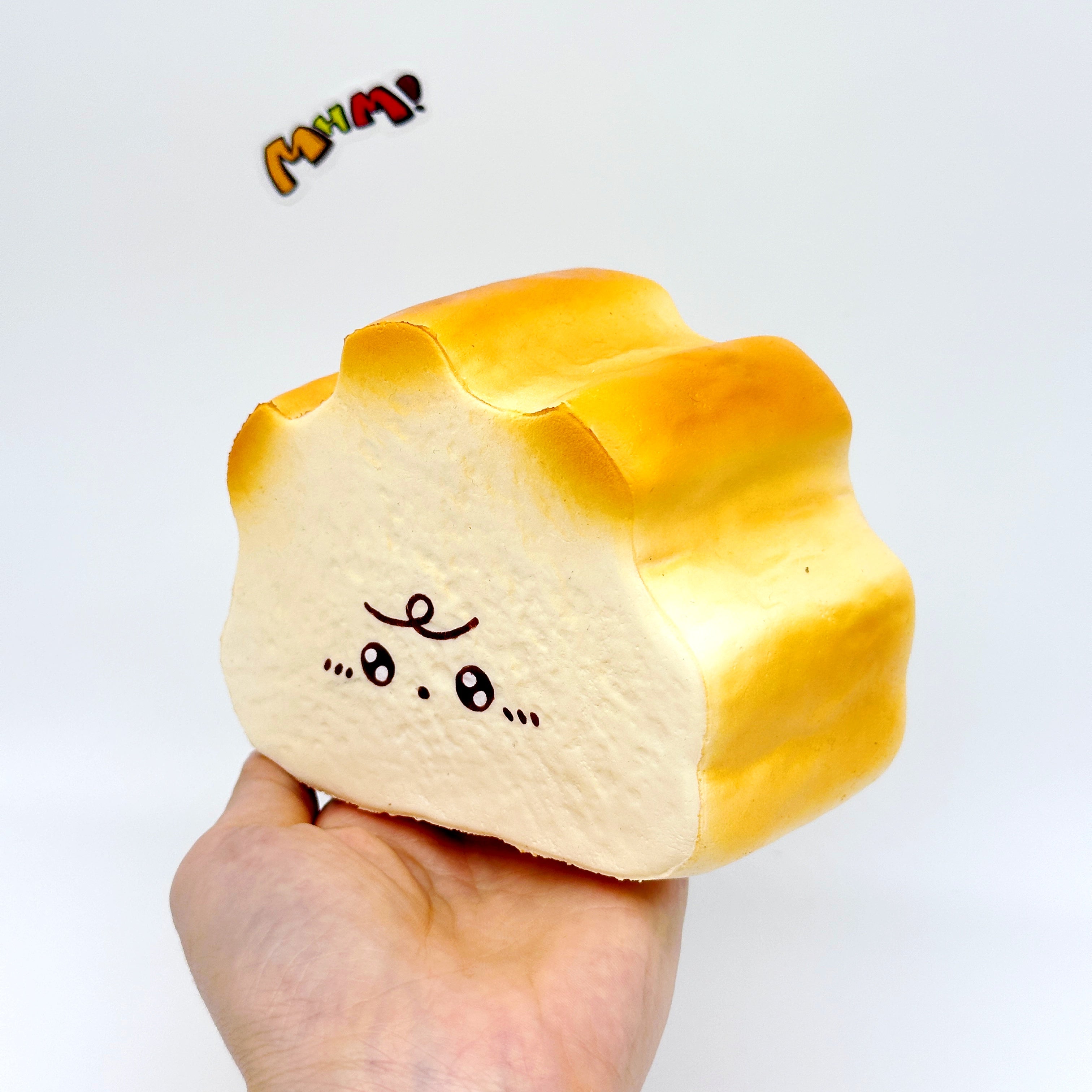 Milk Haas Bread Squishy - Chocolate Brown & Original Bread Yellow - soft foam stress relief squeeze toy