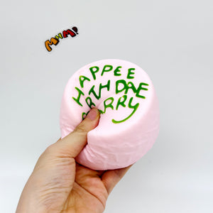 Happee Birthdae Harry Pink Cake Squishy | Birthday Themed Slow Ri - kawaii squishy toy close up