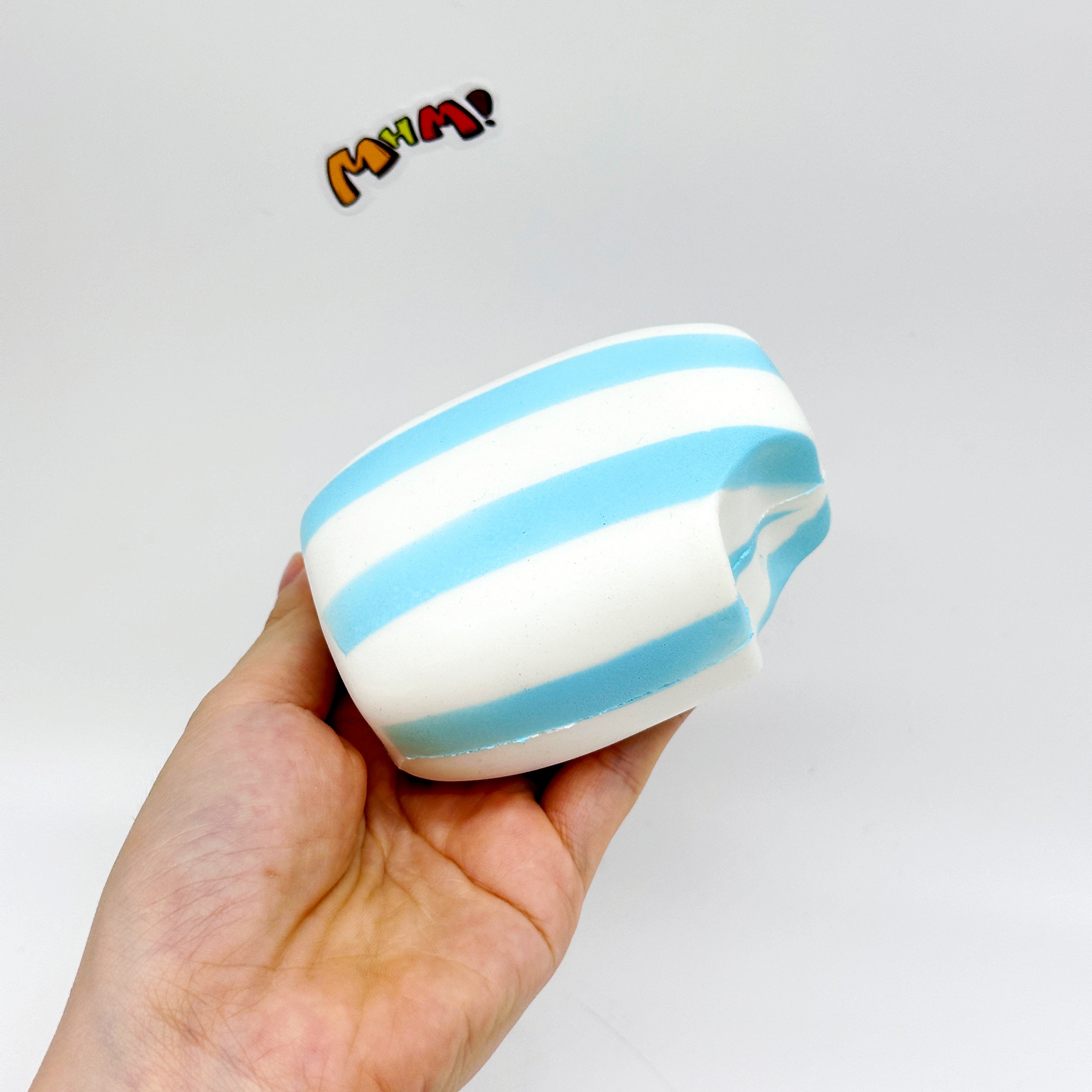 Blue Striped Fruit Gummy Squishy | Candy Themed Slow Rising Stres - slow rise fidget toy texture close up