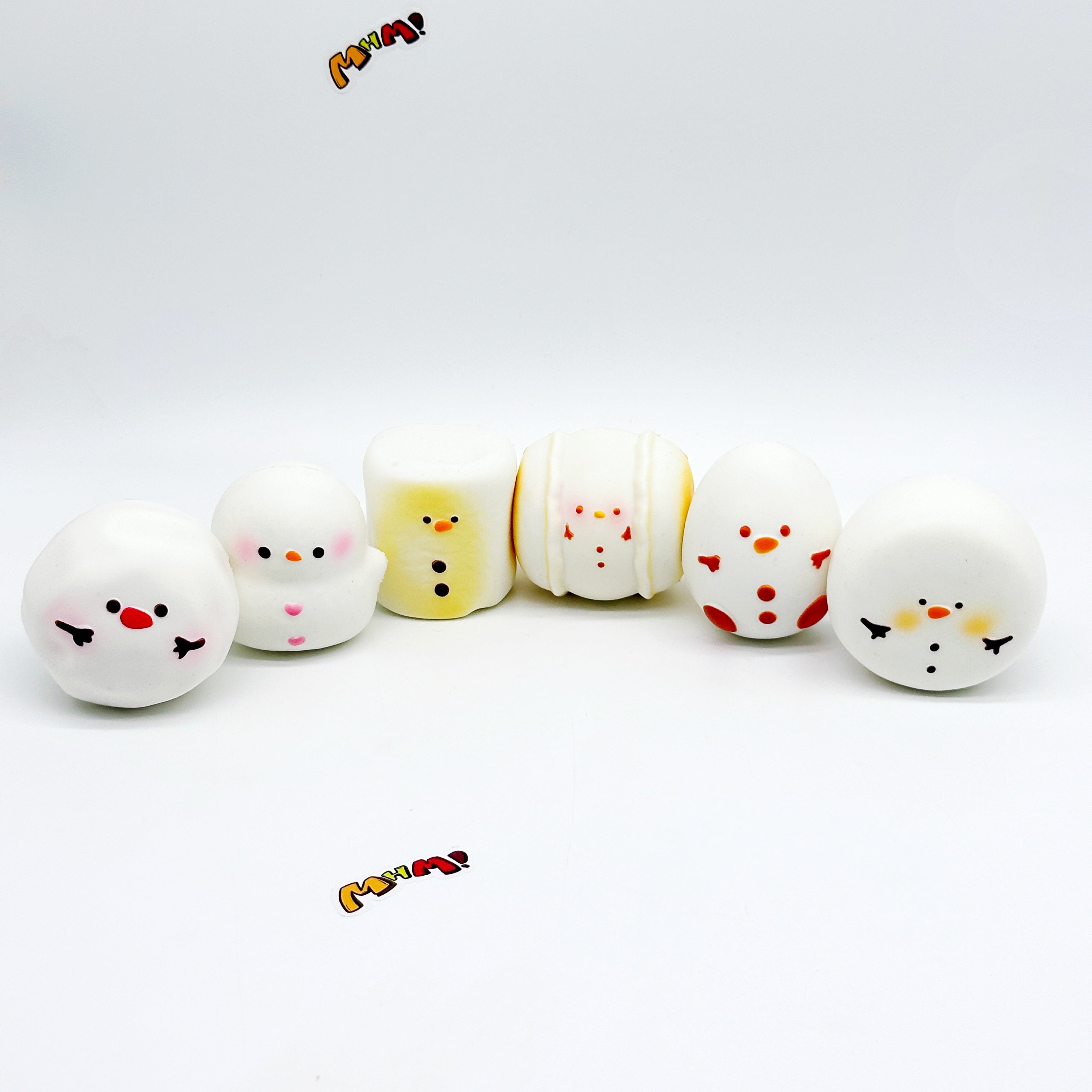 Snowman Marshmallow Squishy Blind Box | 6 Styles Winter Themed Sl - squishy stress relief toy detail shot