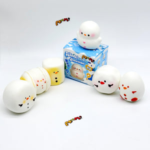 Snowman Marshmallow Squishy Blind Box | 6 Styles Winter Themed Sl - slow rising squeeze toy side angle view