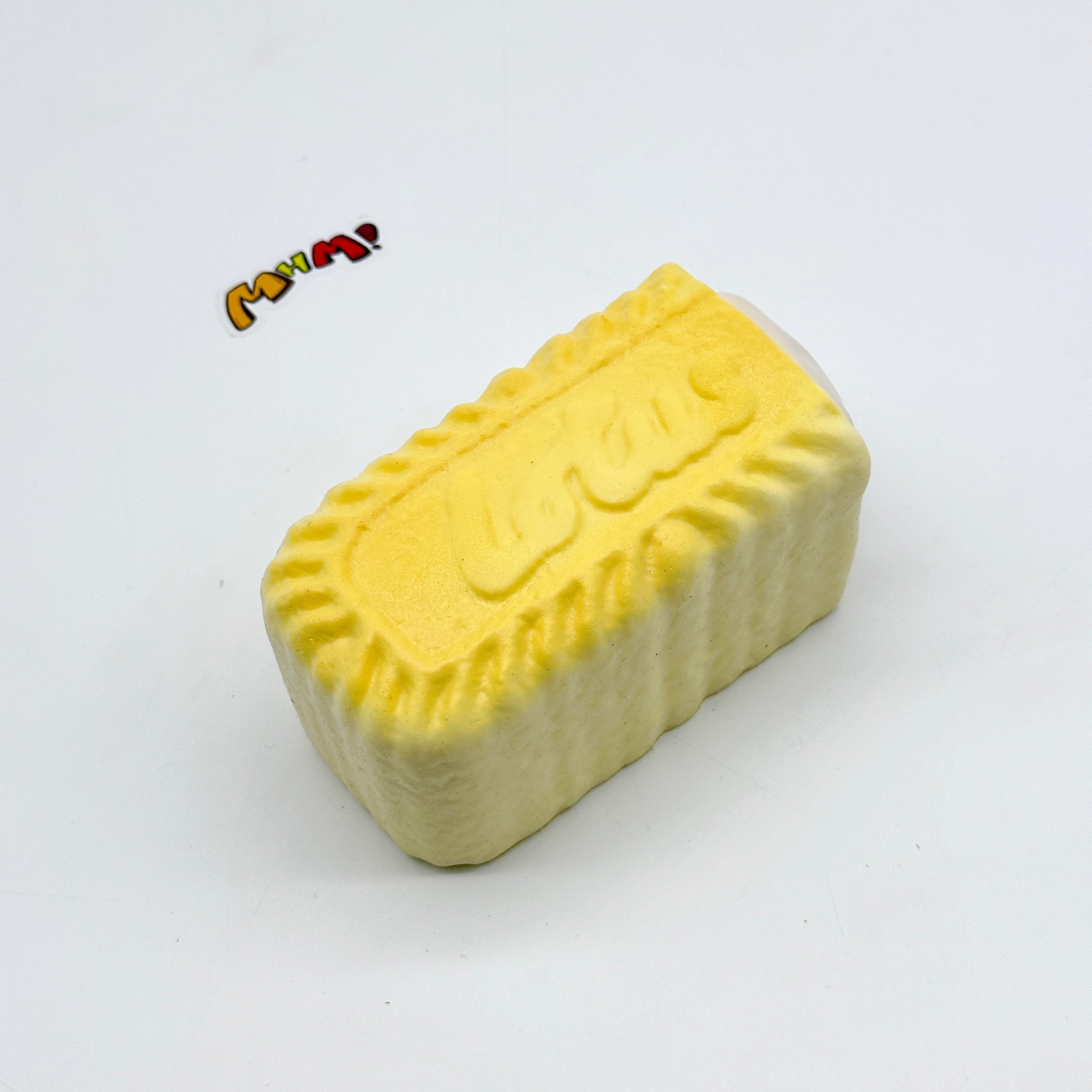 Thick Cream Filled Milk Biscuit Squishy | Snack Themed Slow Risin - slow rising squeeze toy side angle view