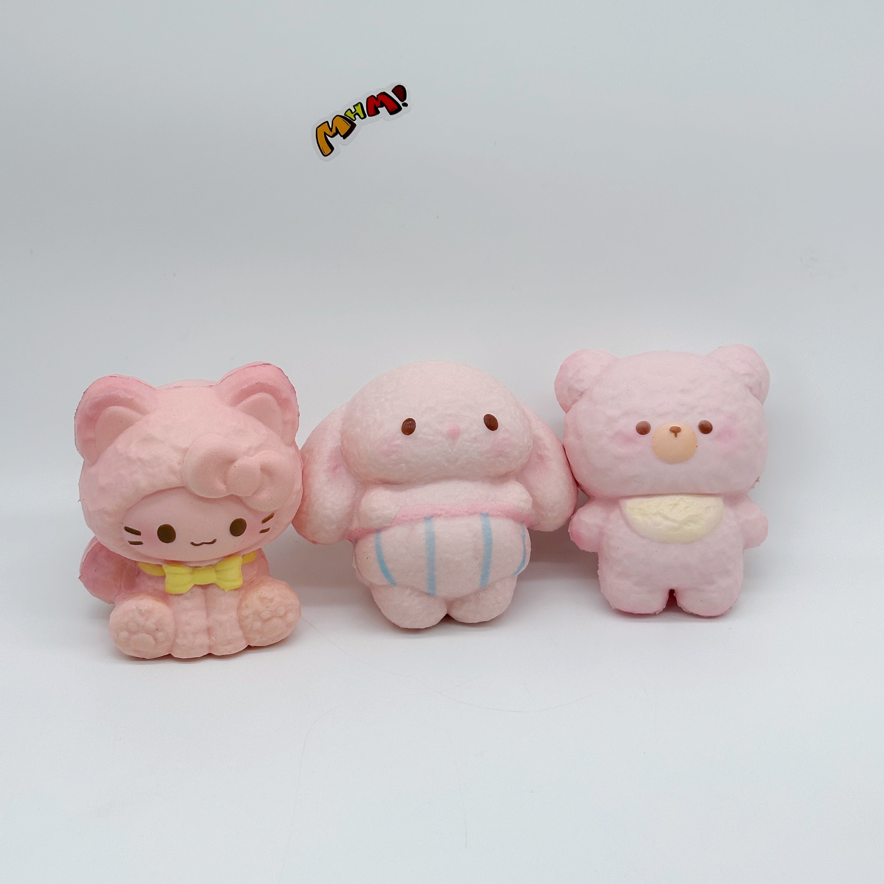 🍰 Série de Squishies Gâteau à la Crème - Chaton Rose & Lapin Rose | Jouet Anti-Stress à Remontée Lente Mignon Dessert