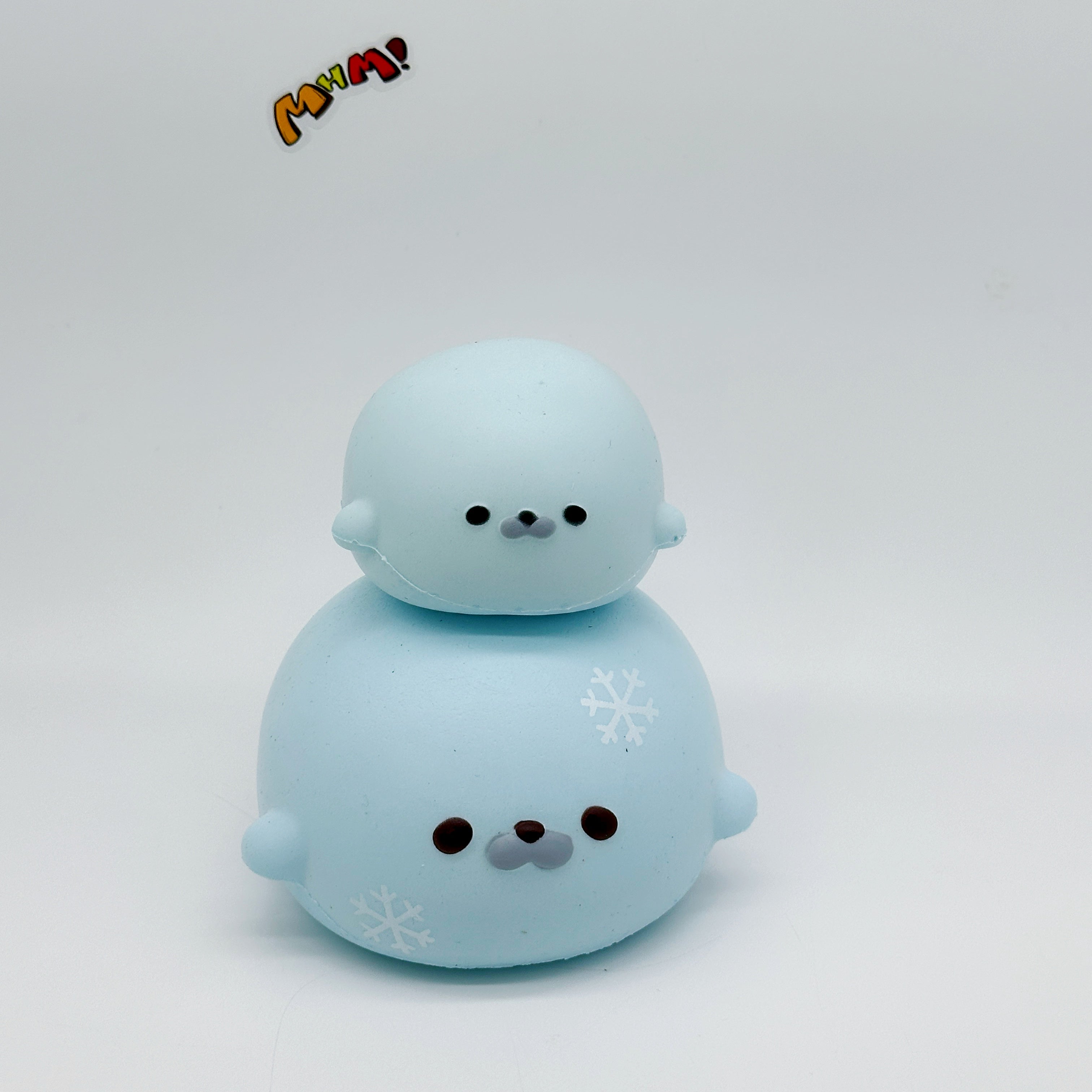 Squishy grand phoque bleu | Jouet anti-stress à remontée lente sur le thème marin