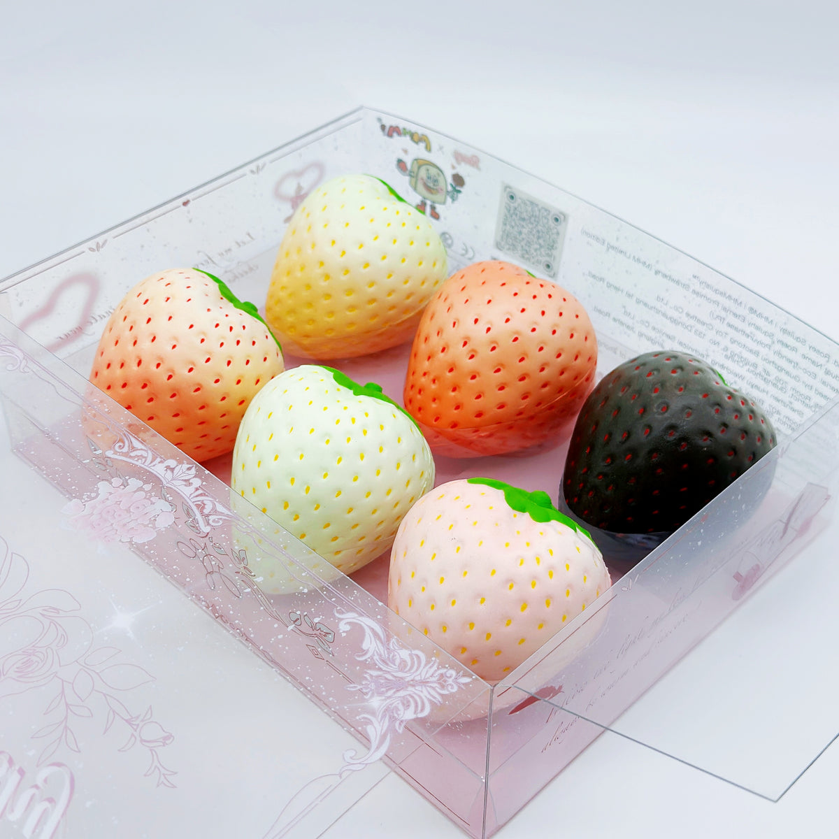 MHM Kawaii Berry Collection Squishy Set, Palm-Size Puffy Strawberry Squeeze Toys for Desk Decor
