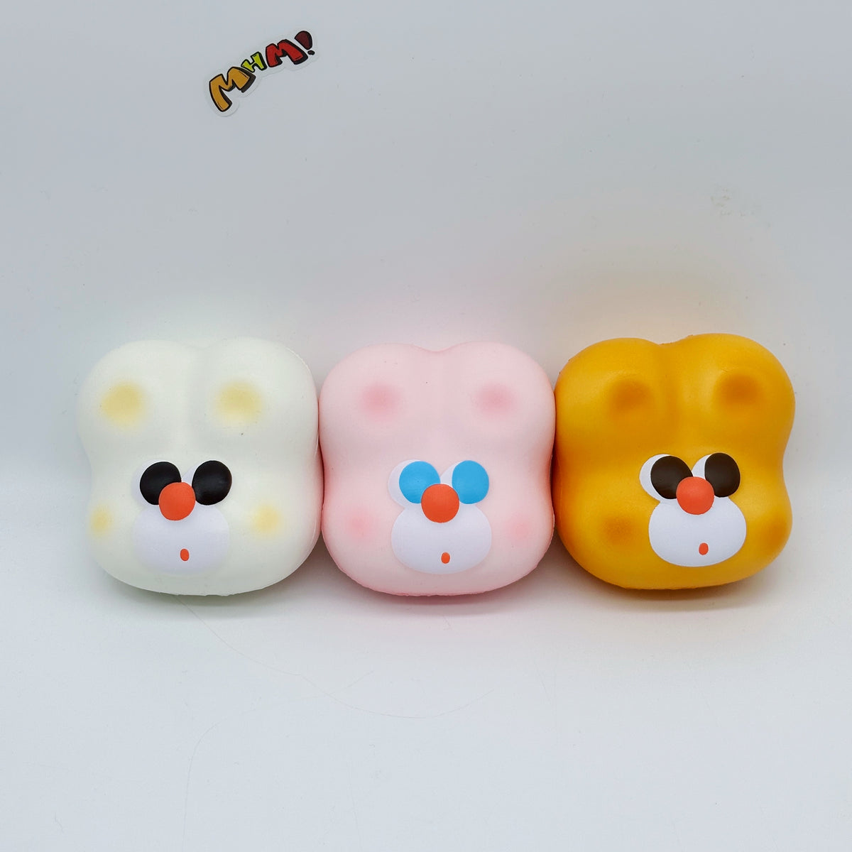 Adorable Haohao Bunny Squishy Trio: Your Cute 3-Color Desk Buddies