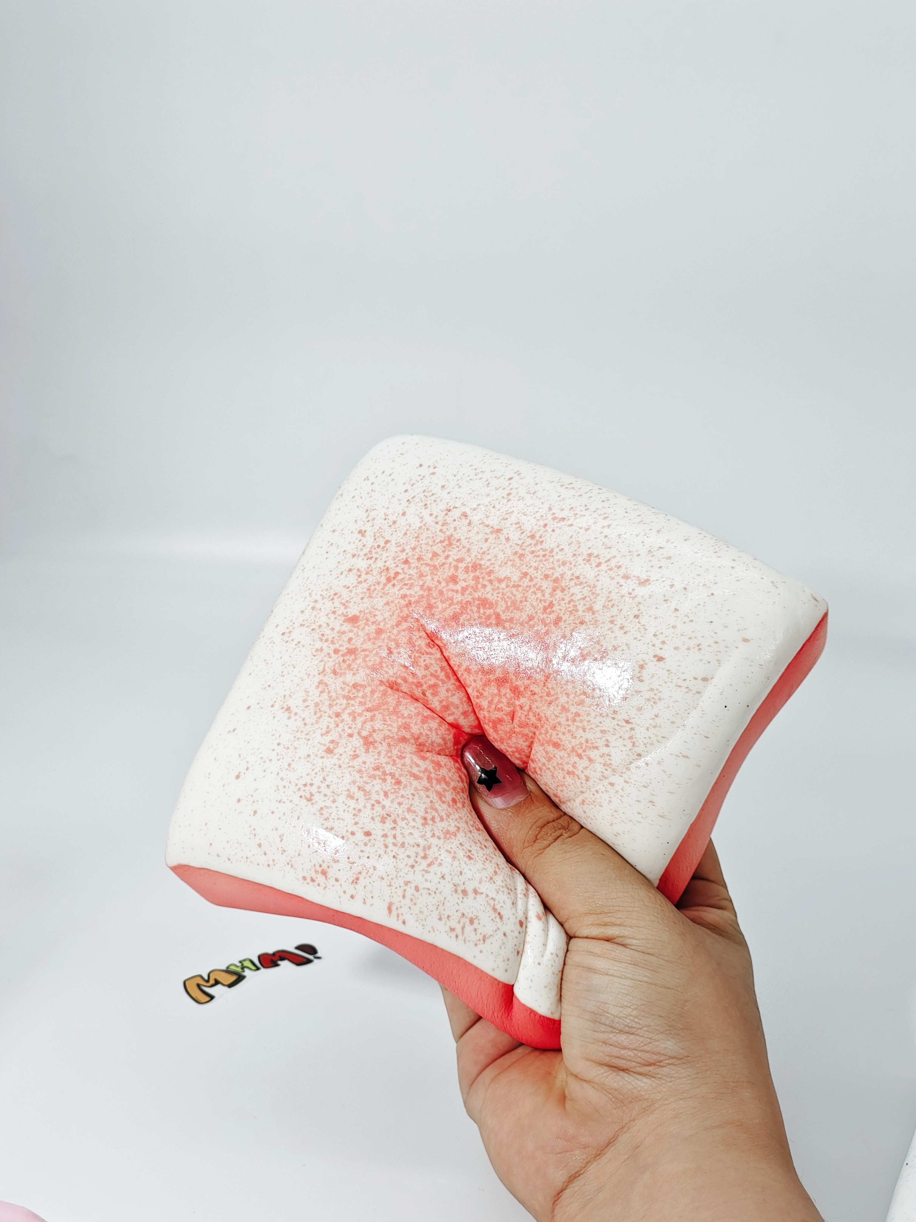 Strawberry cloud toast squishy toy smooth silicone texture pink bread fidget for meditation