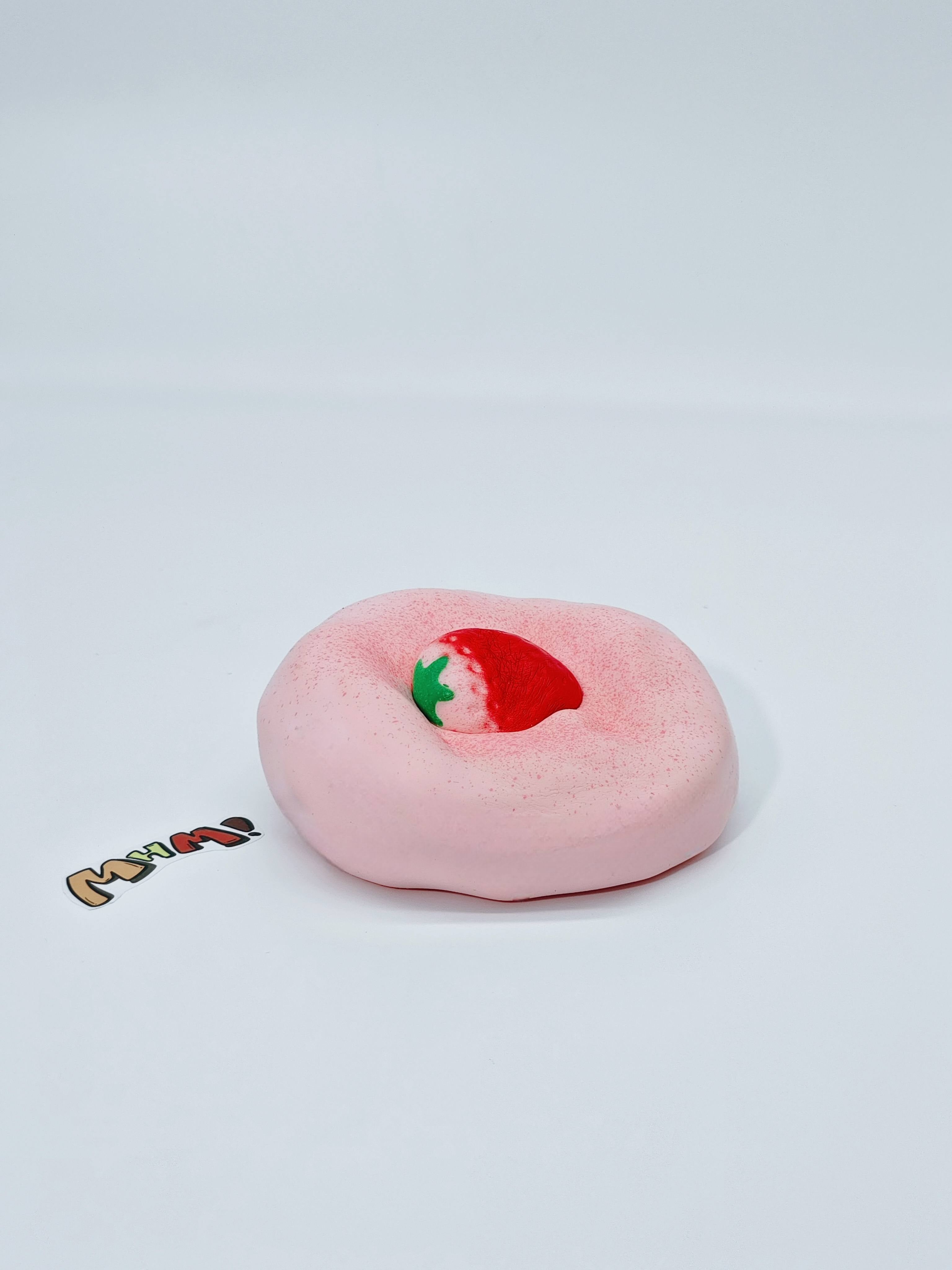 Pink Strawberry Souffl Squishy | Dessert Themed Slow Rising Stres - squishy stress relief toy detail shot