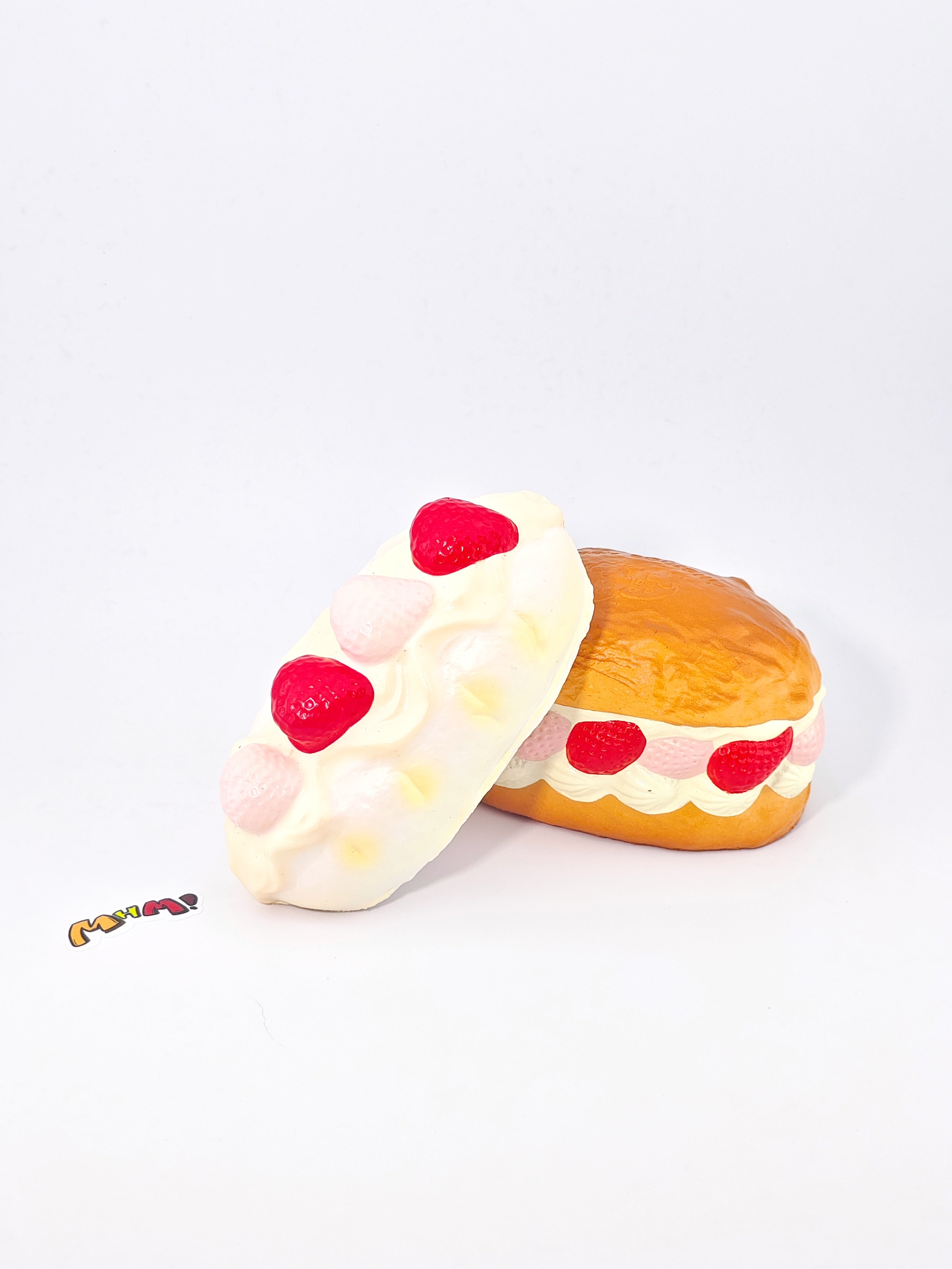MHM Squishy Pink Strawberry White Cream Bread Scented Stress Reli - slow rising squishy toy product photo
