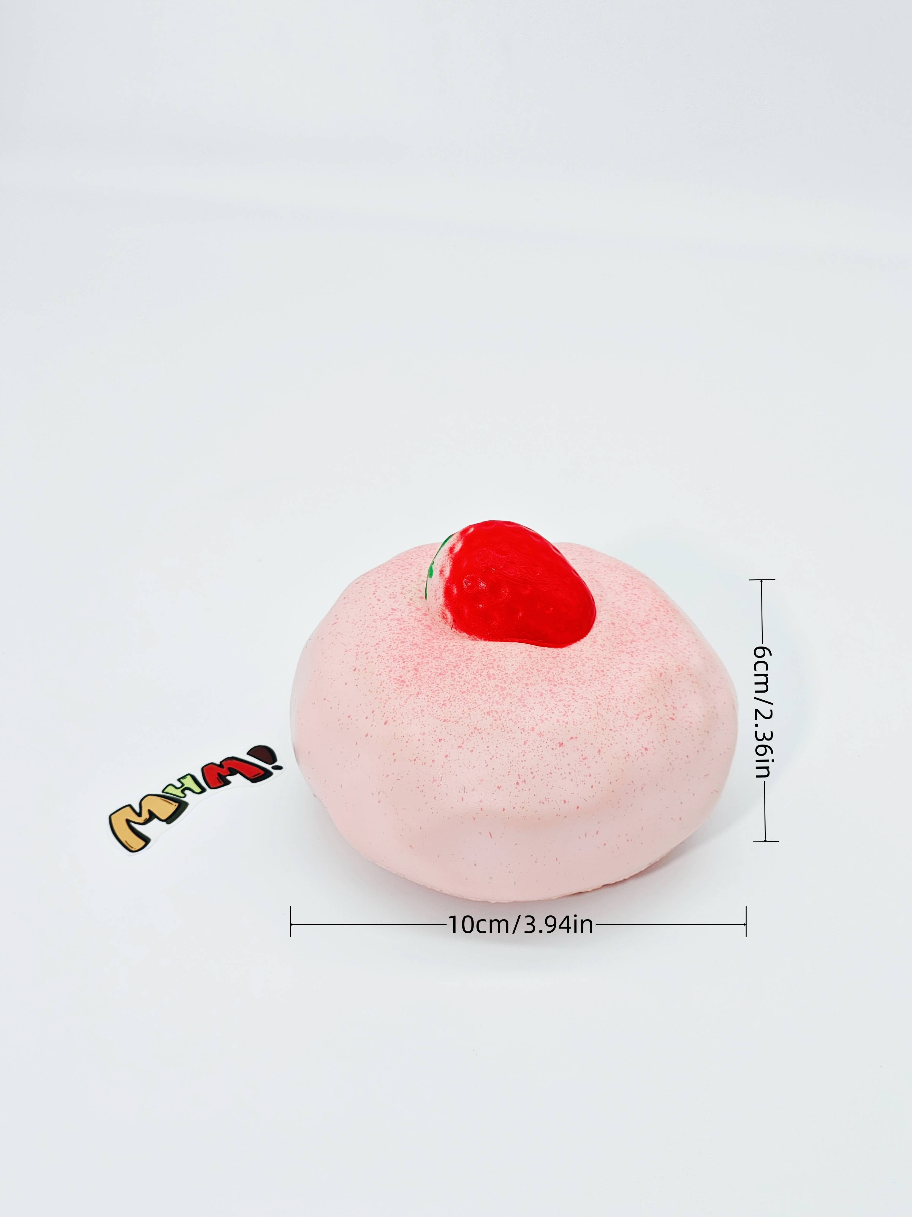 Pink Strawberry Souffl Squishy | Dessert Themed Slow Rising Stres - slow rise fidget toy texture close up