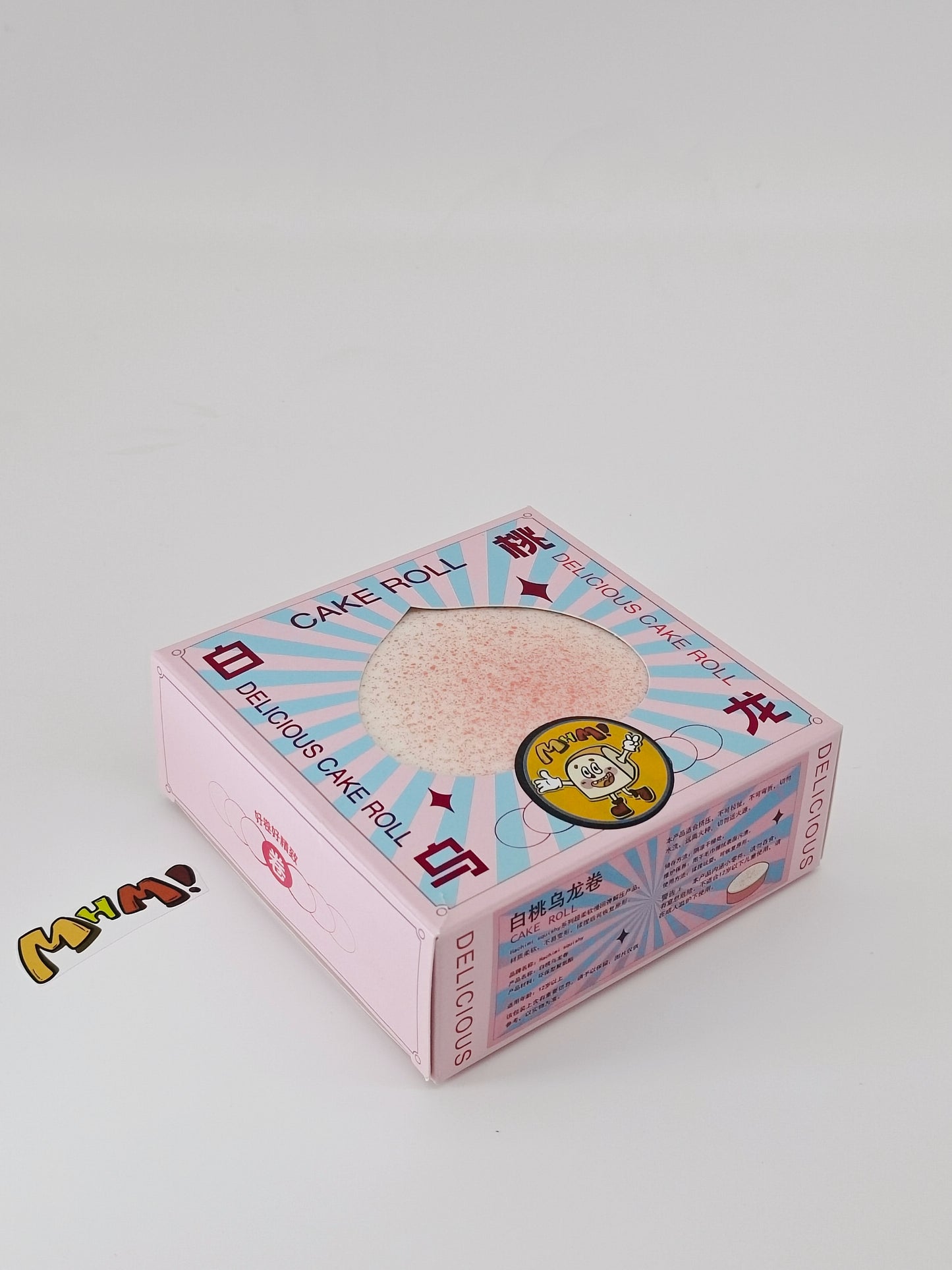MHM Squishy Series White Peach Oolong Rolls Slow Rebound Simulated Food Sticky Hands Soft Stress Relief Toys