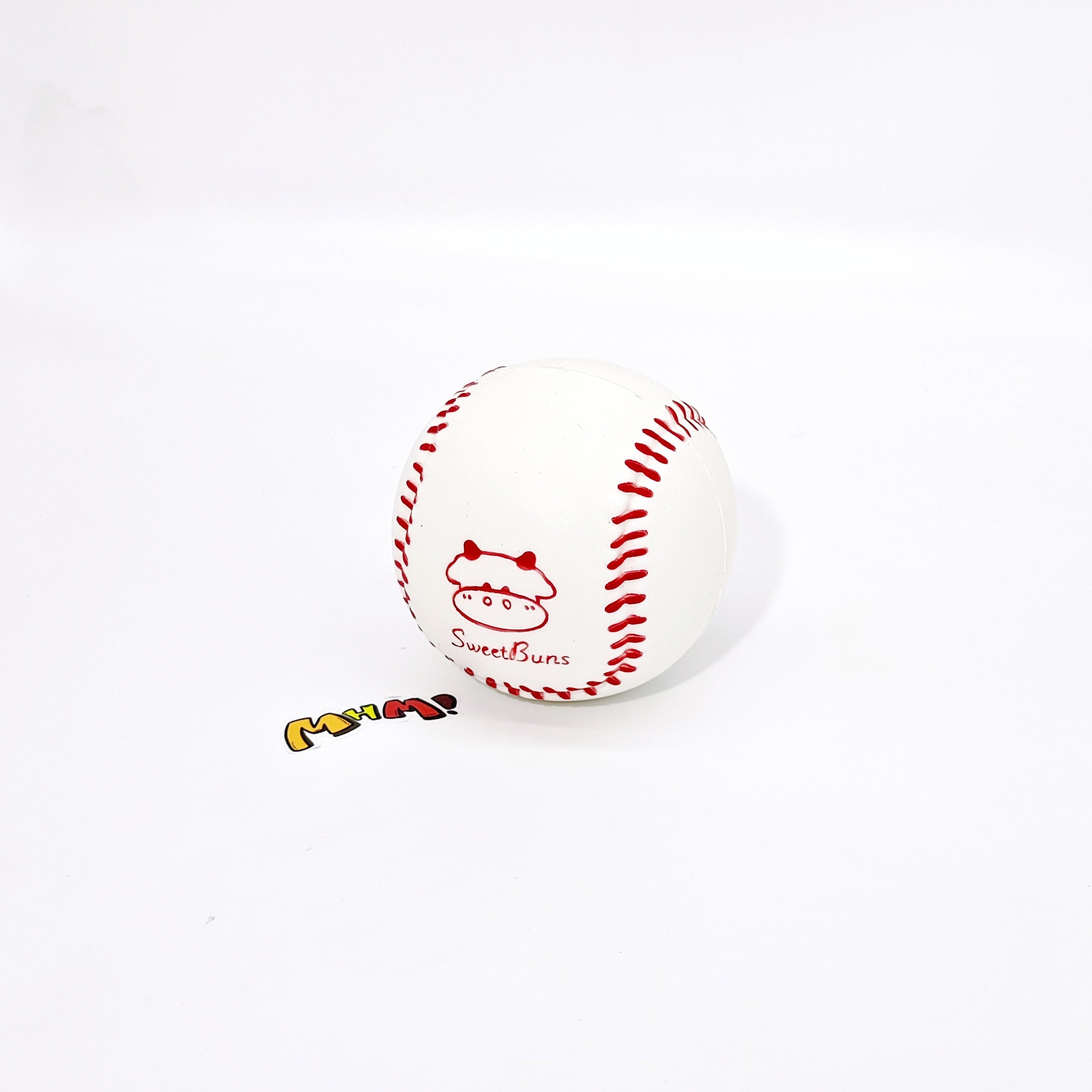 Classic white baseball squishy toy with red stitching realistic sports stress ball fidget