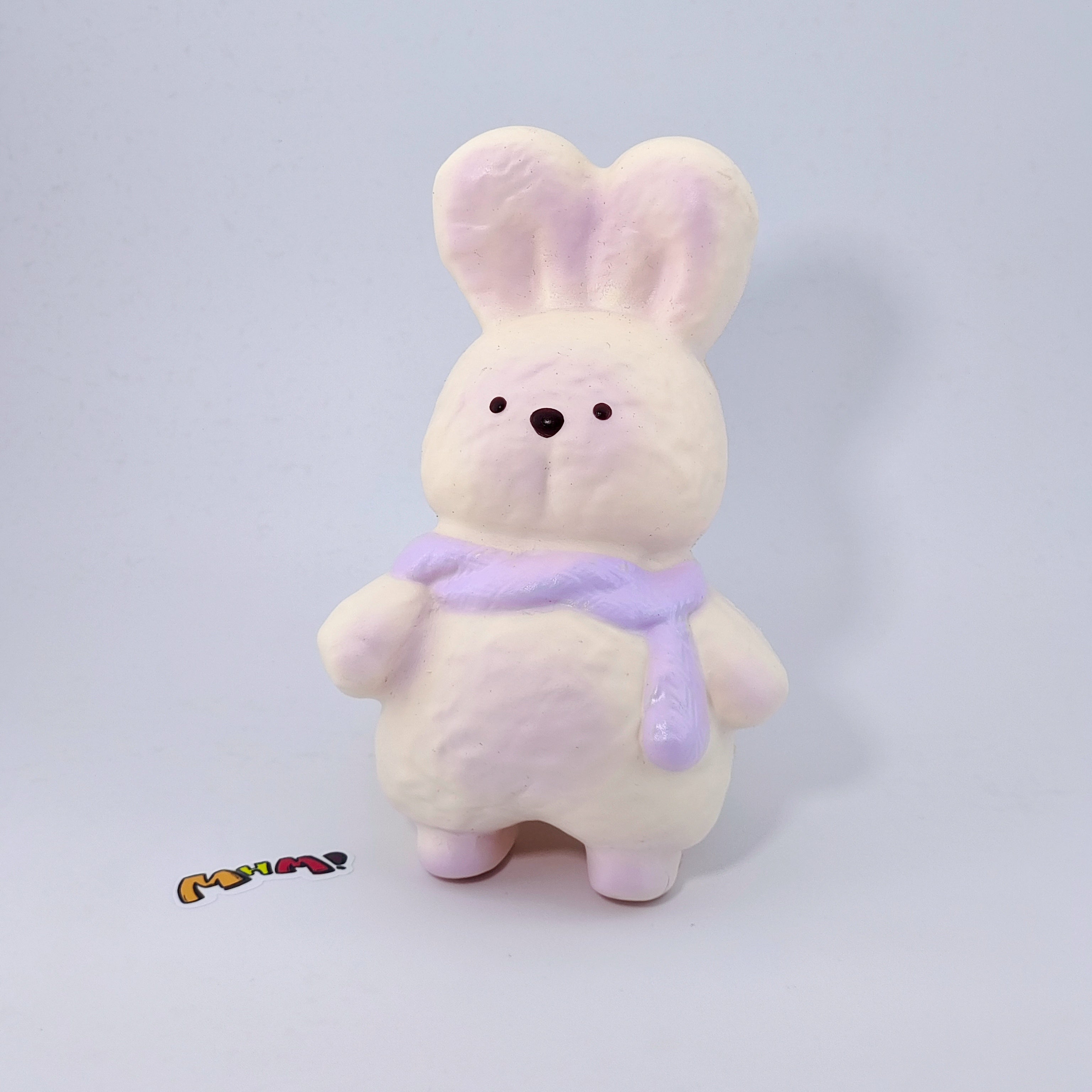 Purple Scarf Bunny Squishy | Cute Animal Themed Slow Rising Stres - slow rising squishy toy product photo