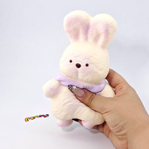 Purple Scarf Bunny Squishy | Cute Animal Themed Slow Rising Stres - kawaii squishy toy close up