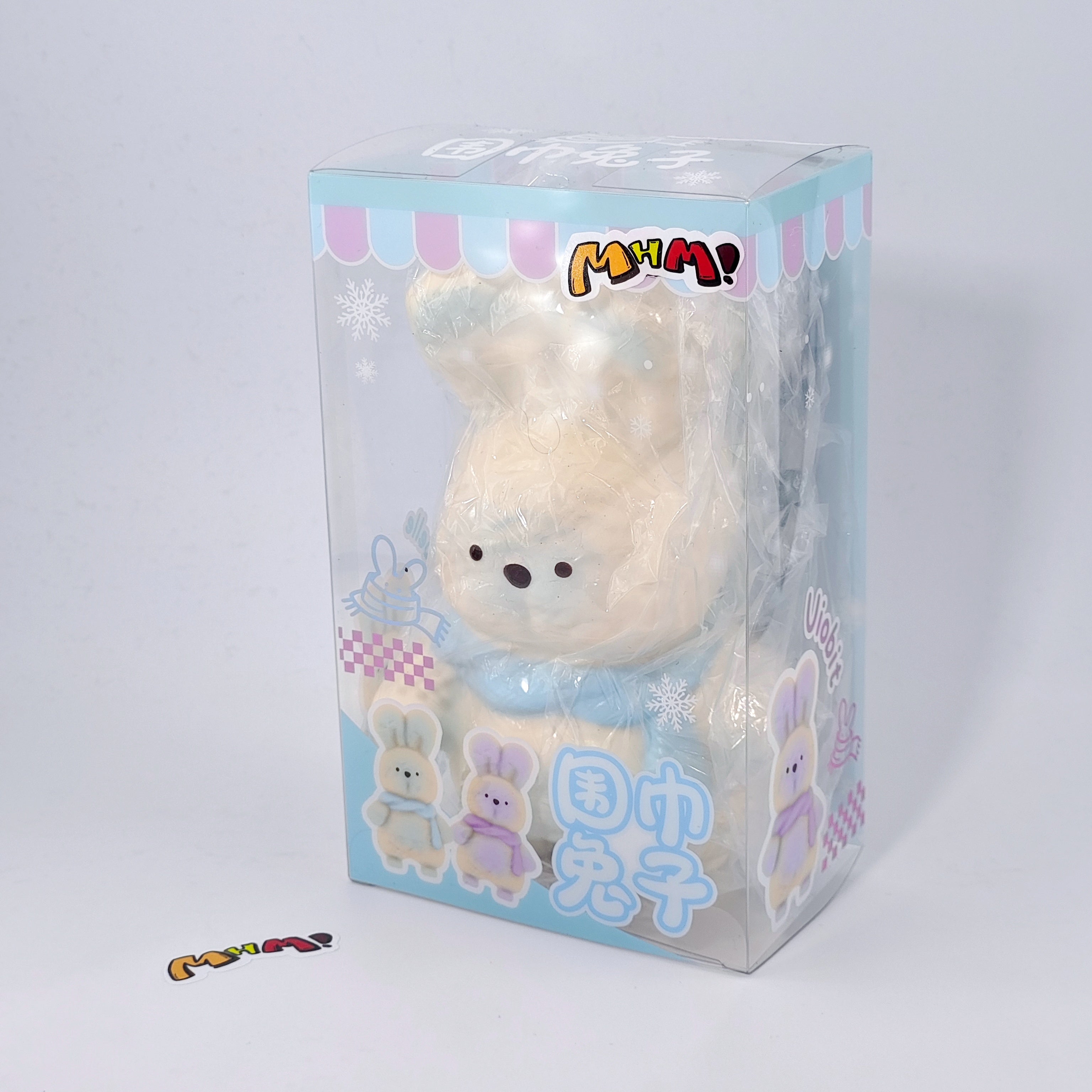 Blue Scarf Bunny Squishy | Cute Animal Themed Slow Rising Stress  - cute squishy toy packaging display