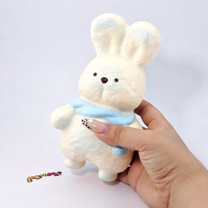 Blue Scarf Bunny Squishy | Cute Animal Themed Slow Rising Stress  - squishy stress relief toy detail shot