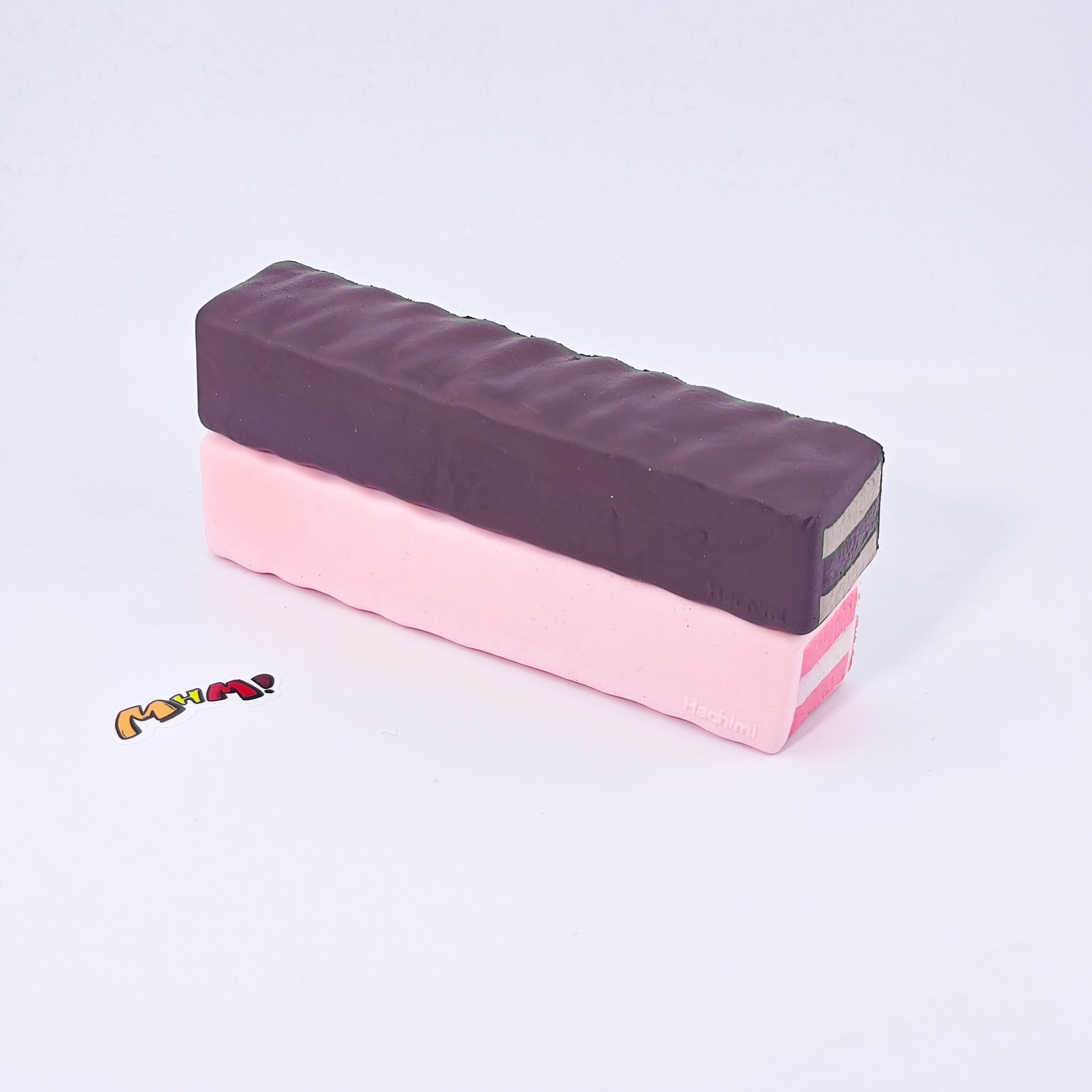 Strawberry & Raw Chocolate Wafer Biscuit Squishy 2-Pack Set | Sna - soft slow rise fidget toy front view