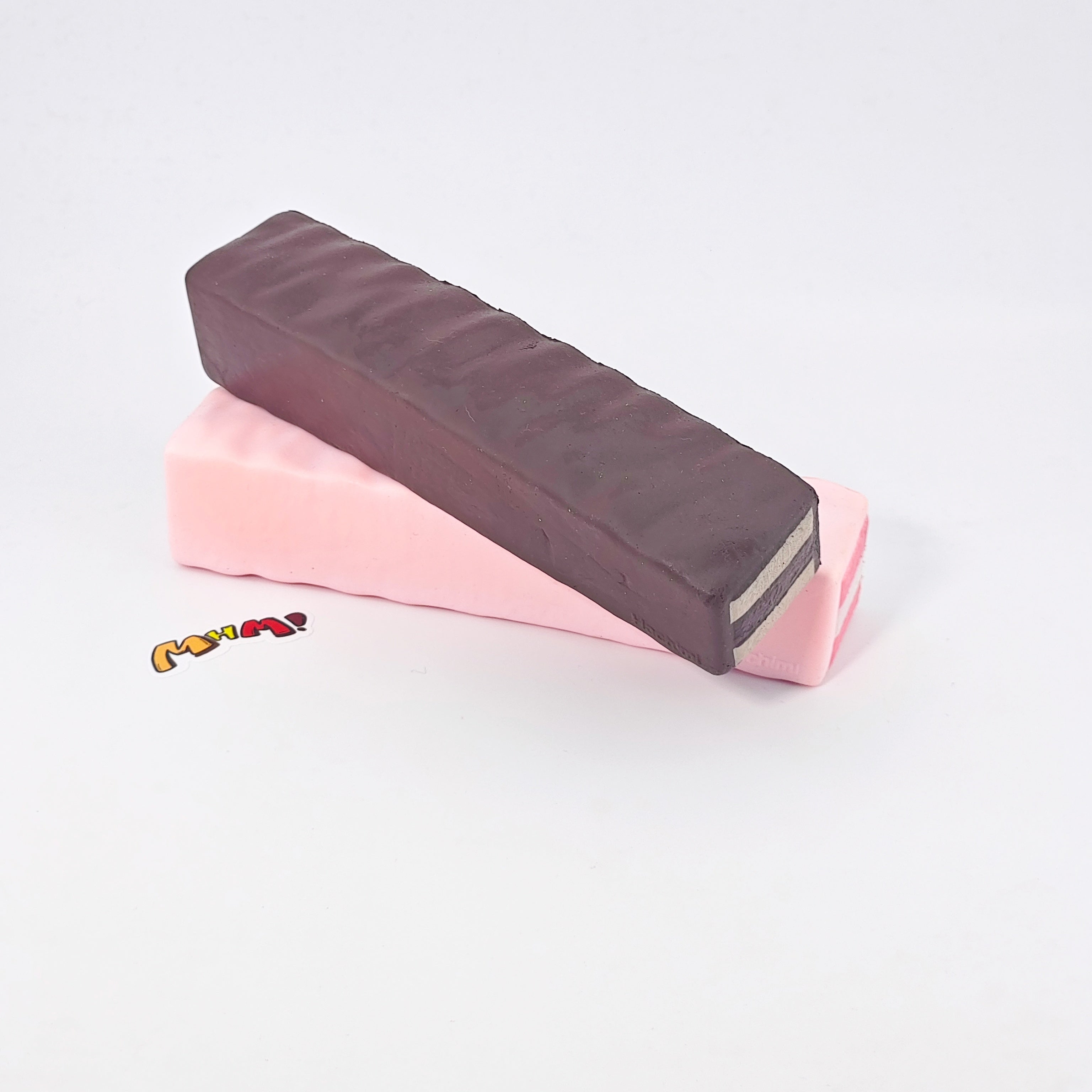 Strawberry & Raw Chocolate Wafer Biscuit Squishy 2-Pack Set | Sna - squishy stress relief toy detail shot