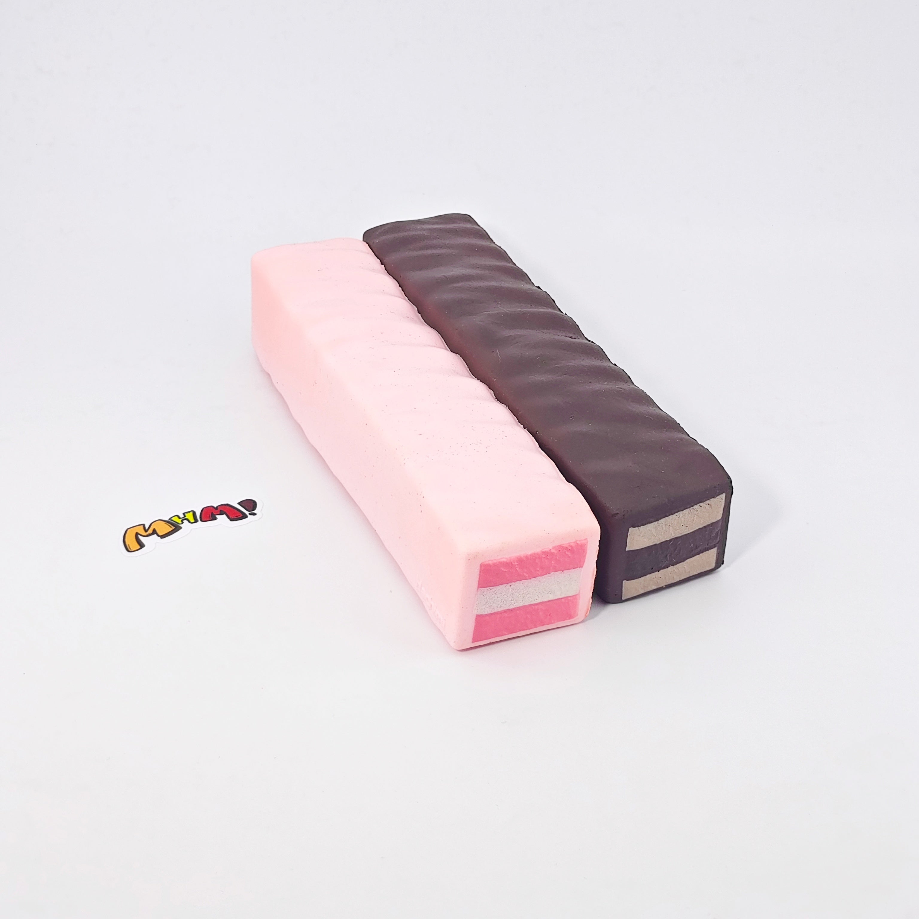 Strawberry & Raw Chocolate Wafer Biscuit Squishy 2-Pack Set | Sna - slow rising squishy toy product photo