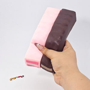 Strawberry & Raw Chocolate Wafer Biscuit Squishy 2-Pack Set | Sna - slow rise fidget toy texture close up