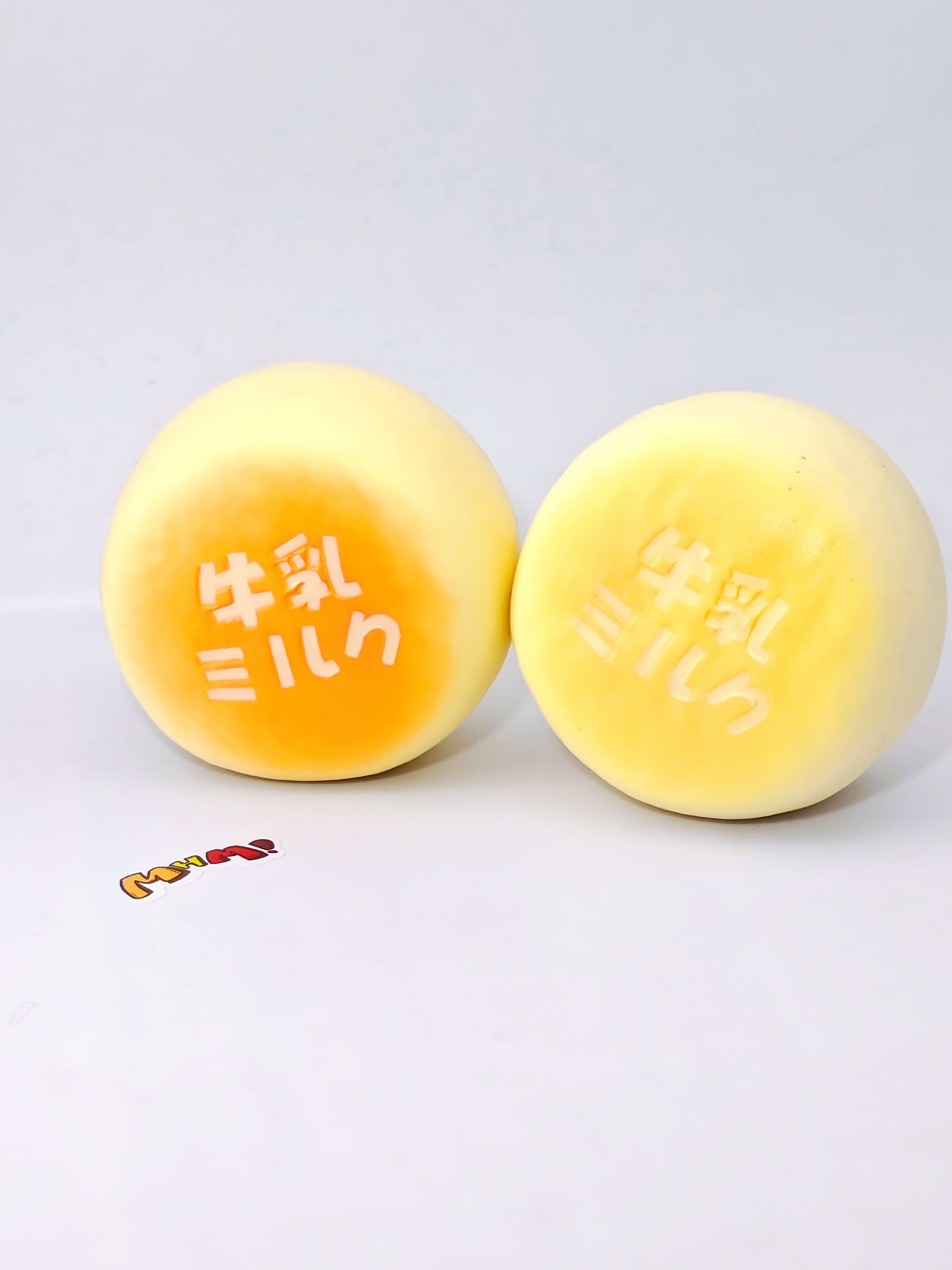 Soft Milk Bun Squishy | 3 Styles Dairy Bakery Themed Slow Rising  - squishy toy size reference with hand