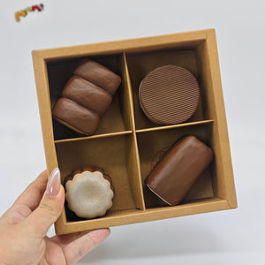 4-grid Mini Chocolate Bread Squishy Set | Bakery Themed Slow Risi - kawaii squishy toy close up