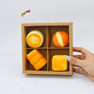 4-grid Mini Bread Squishy Set | Bakery Themed Slow Rising Stress  - squishy stress relief toy detail shot